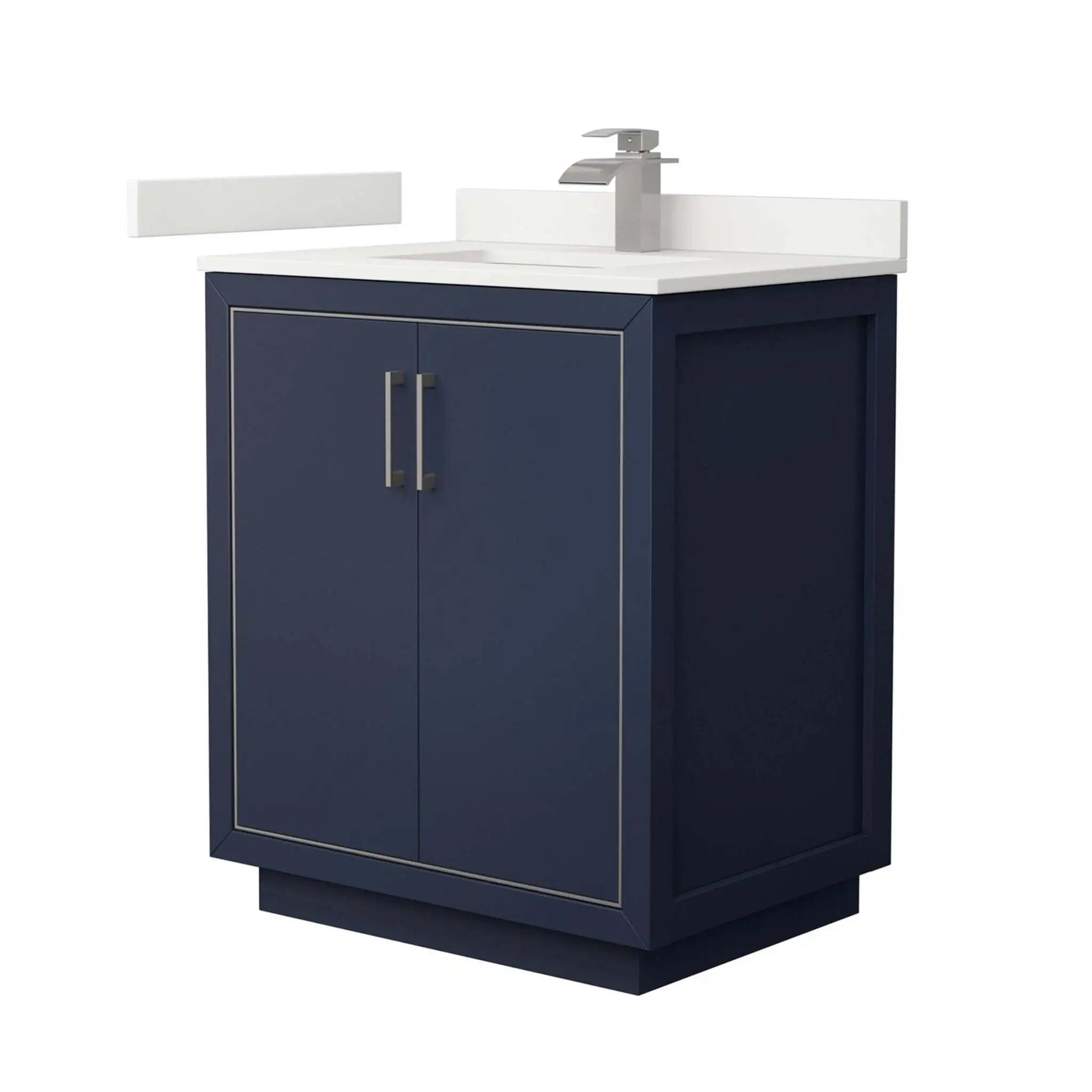 30" Icon Single Bathroom Vanity in Dark Blue with Brushed Nickel Trim by Wyndham