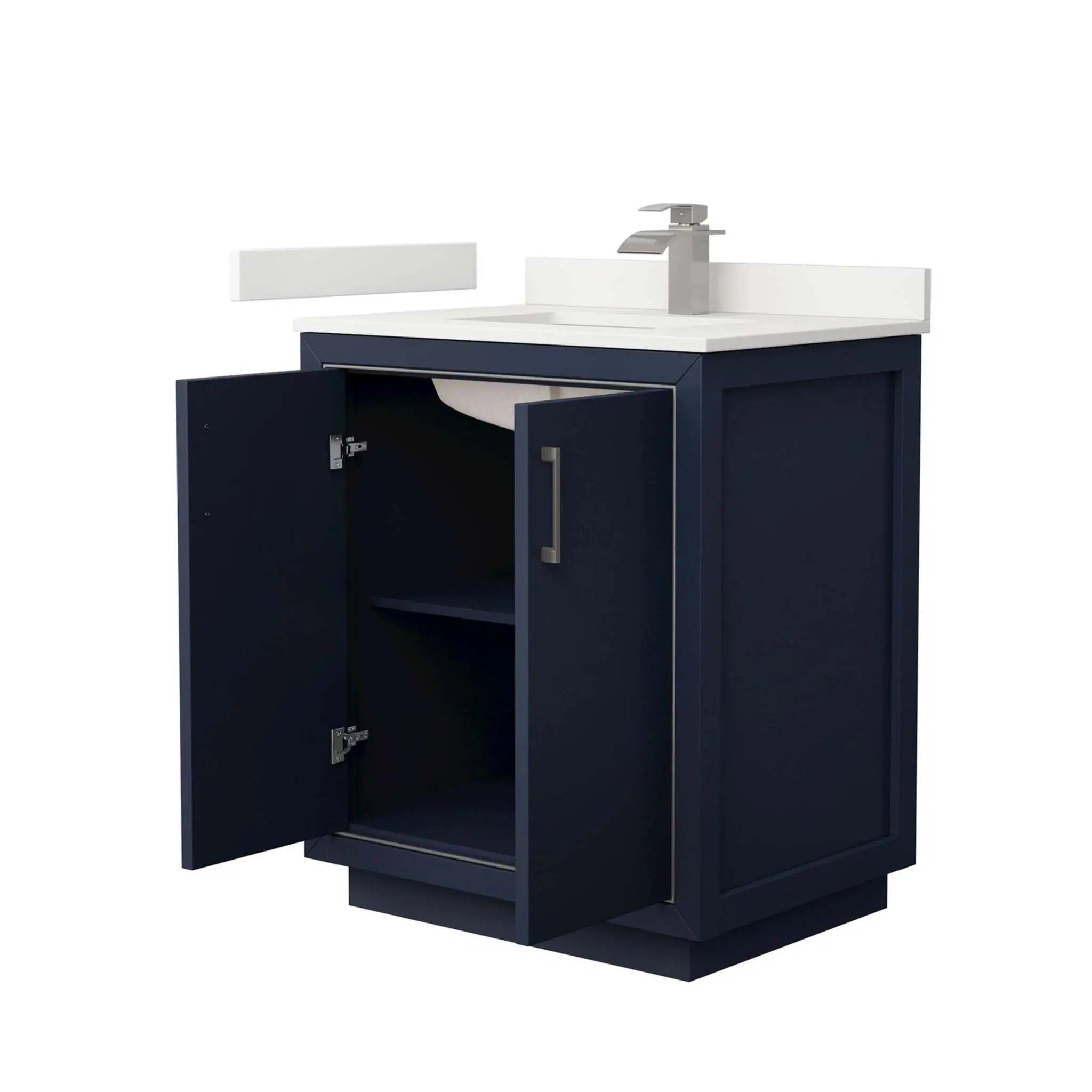 30" Icon Single Bathroom Vanity in Dark Blue with Brushed Nickel Trim by Wyndham