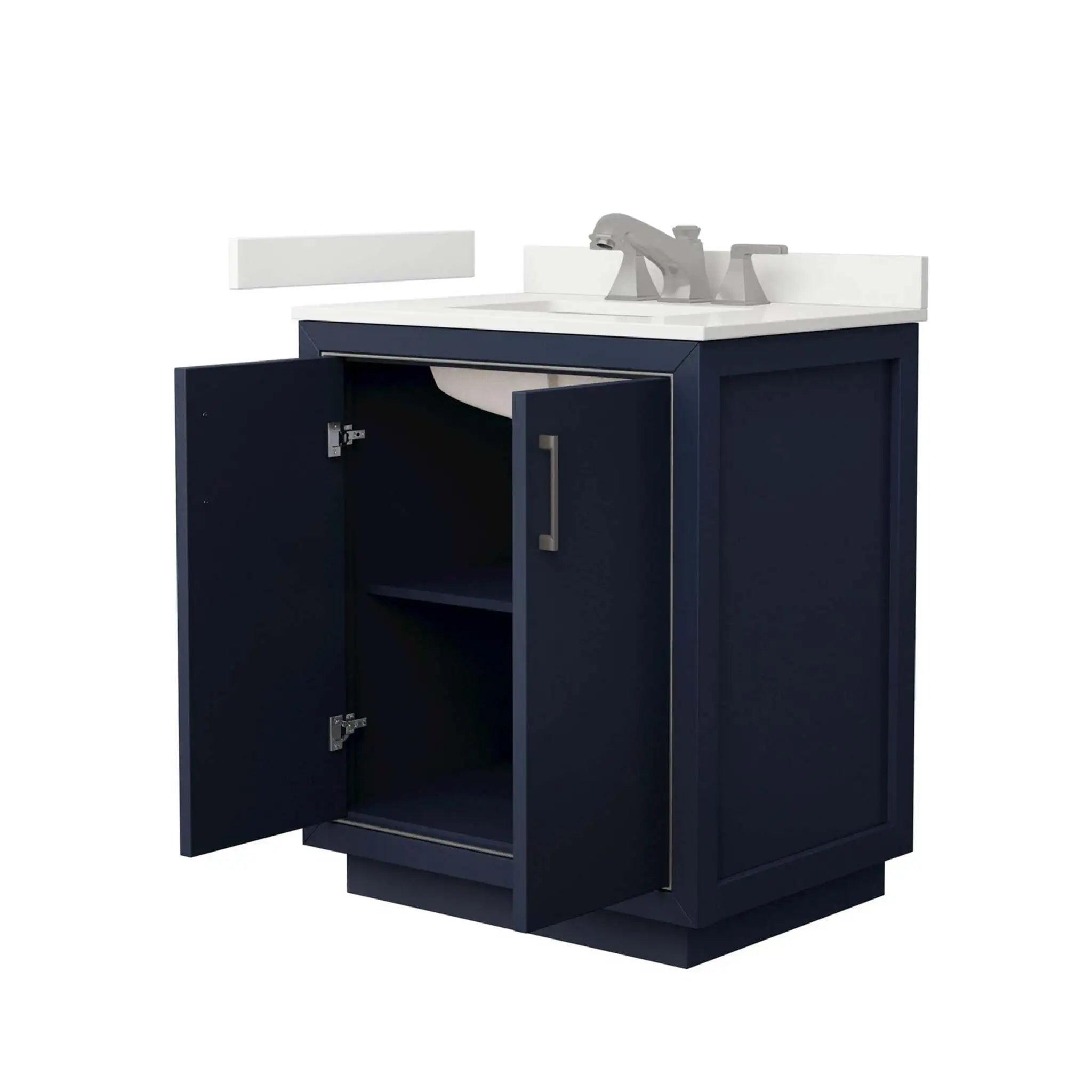 30" Icon Single Bathroom Vanity in Dark Blue with Brushed Nickel Trim by Wyndham