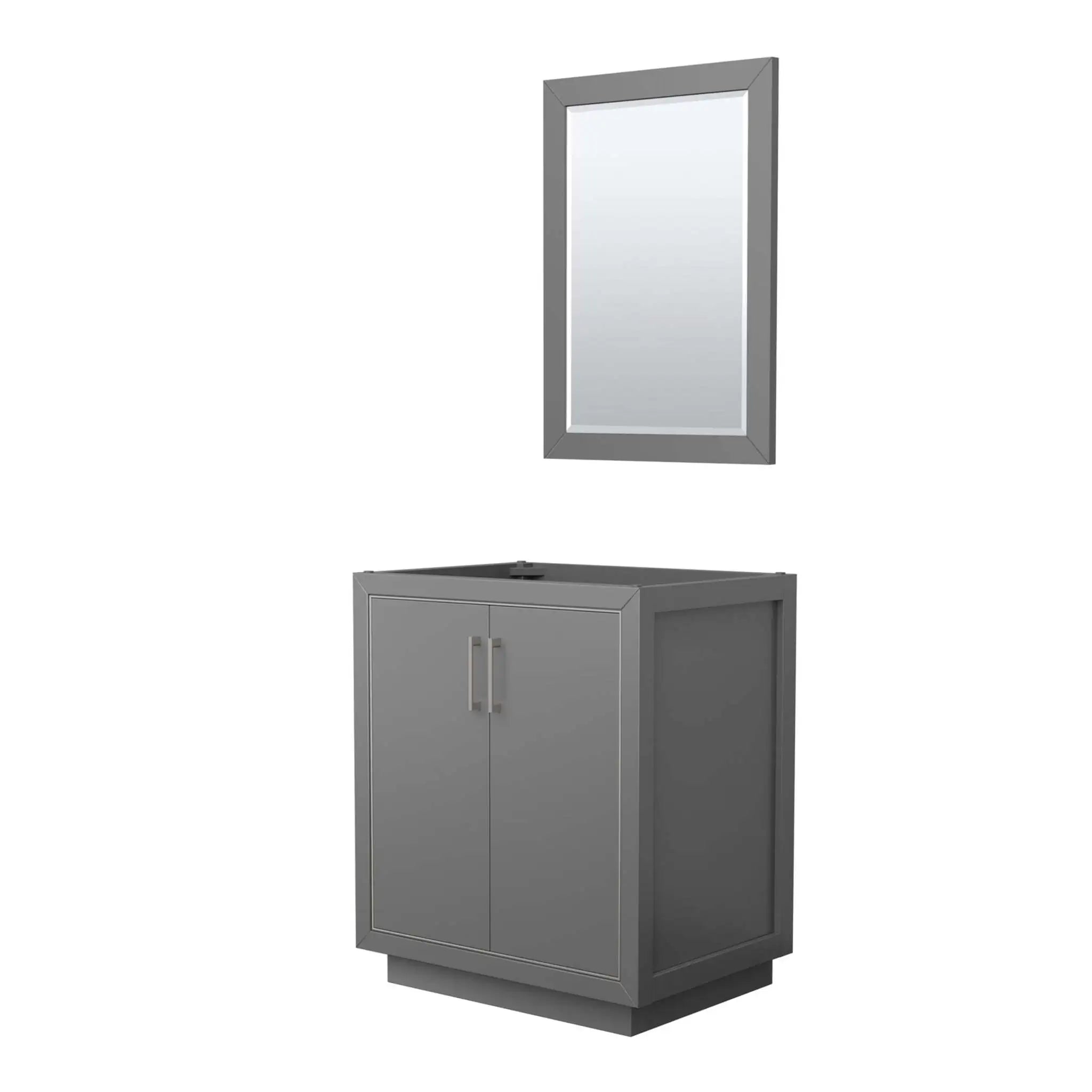 30" Icon Single Bathroom Vanity in Dark Gray with Brushed Nickel Trim & 24" Mirror by Wyndham