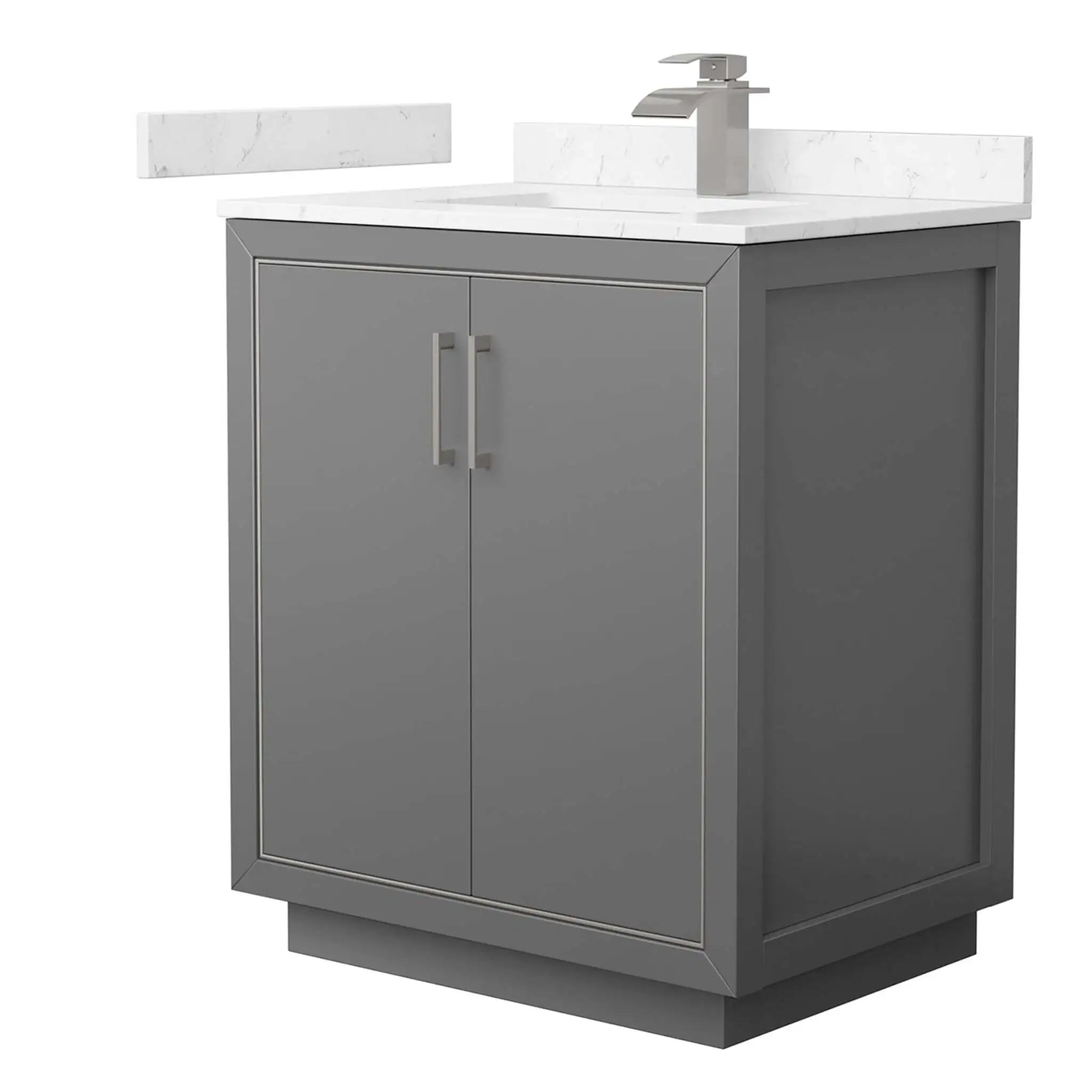 30" Icon Single Bathroom Vanity in Dark Gray with Brushed Nickel Trim by Wyndham