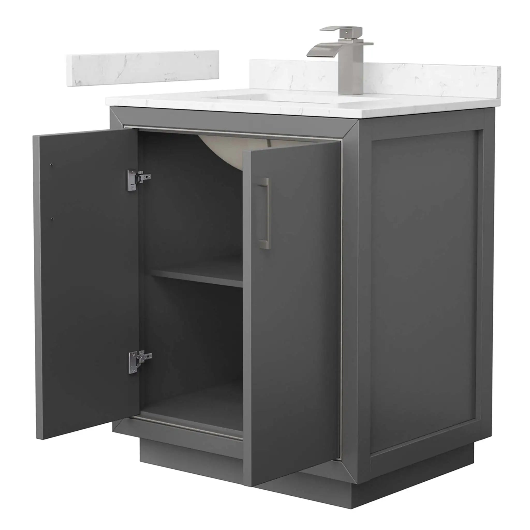 30" Icon Single Bathroom Vanity in Dark Gray with Brushed Nickel Trim by Wyndham