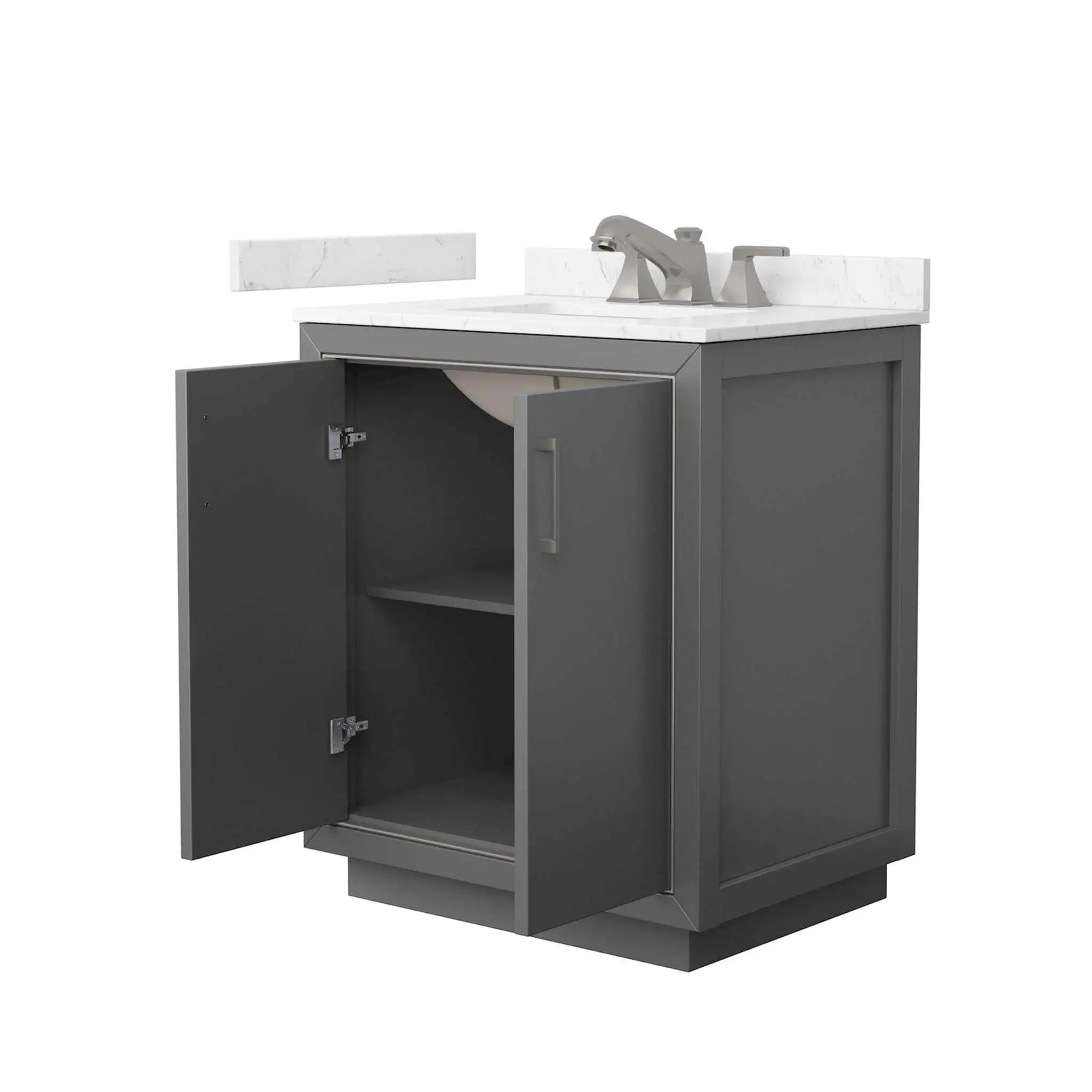 30" Icon Single Bathroom Vanity in Dark Gray with Brushed Nickel Trim by Wyndham