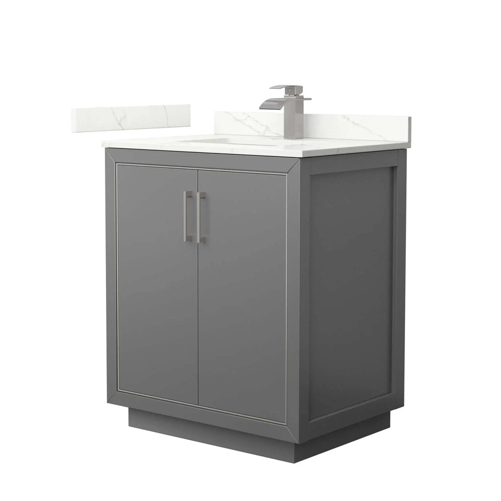 30" Icon Single Bathroom Vanity in Dark Gray with Brushed Nickel Trim by Wyndham