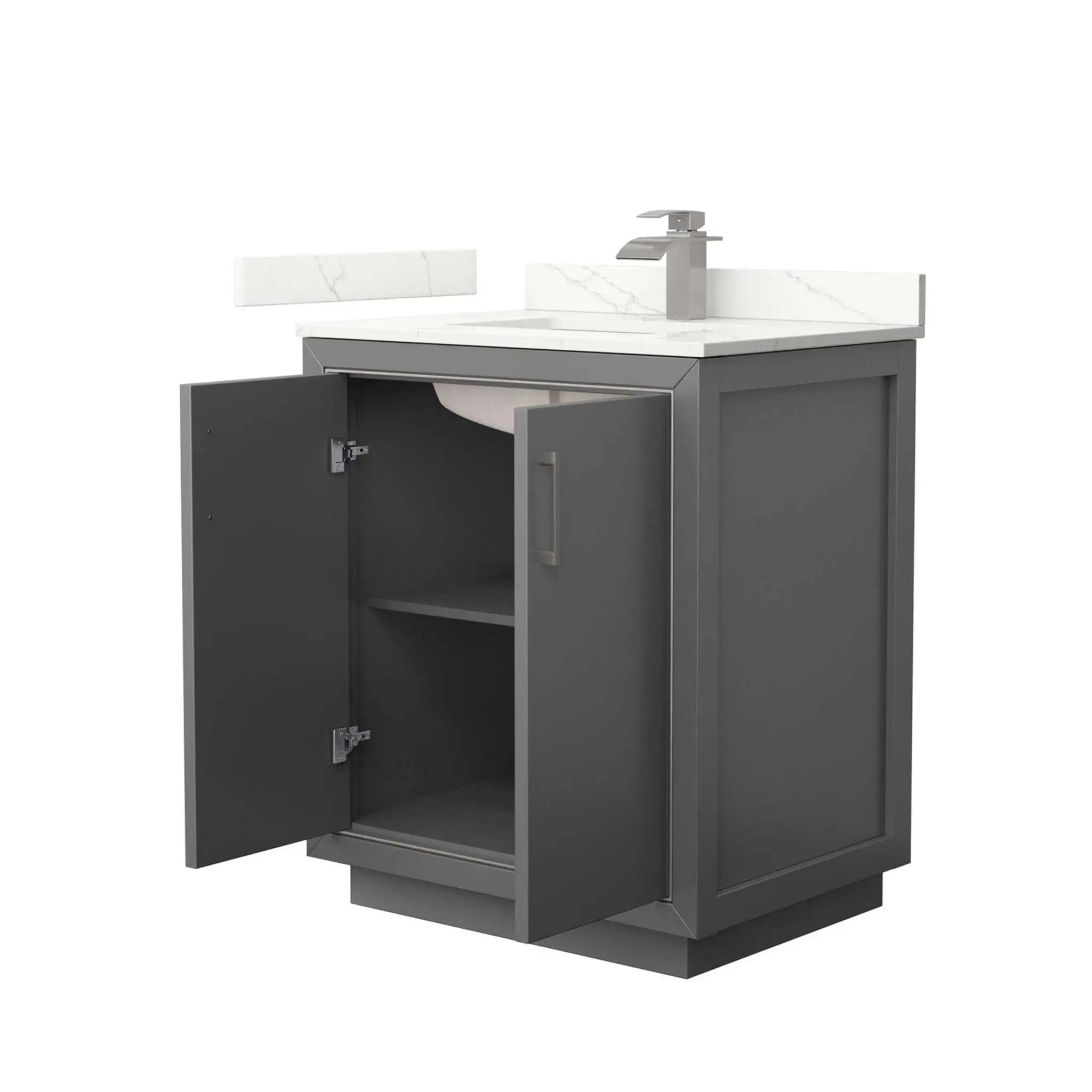 30" Icon Single Bathroom Vanity in Dark Gray with Brushed Nickel Trim by Wyndham