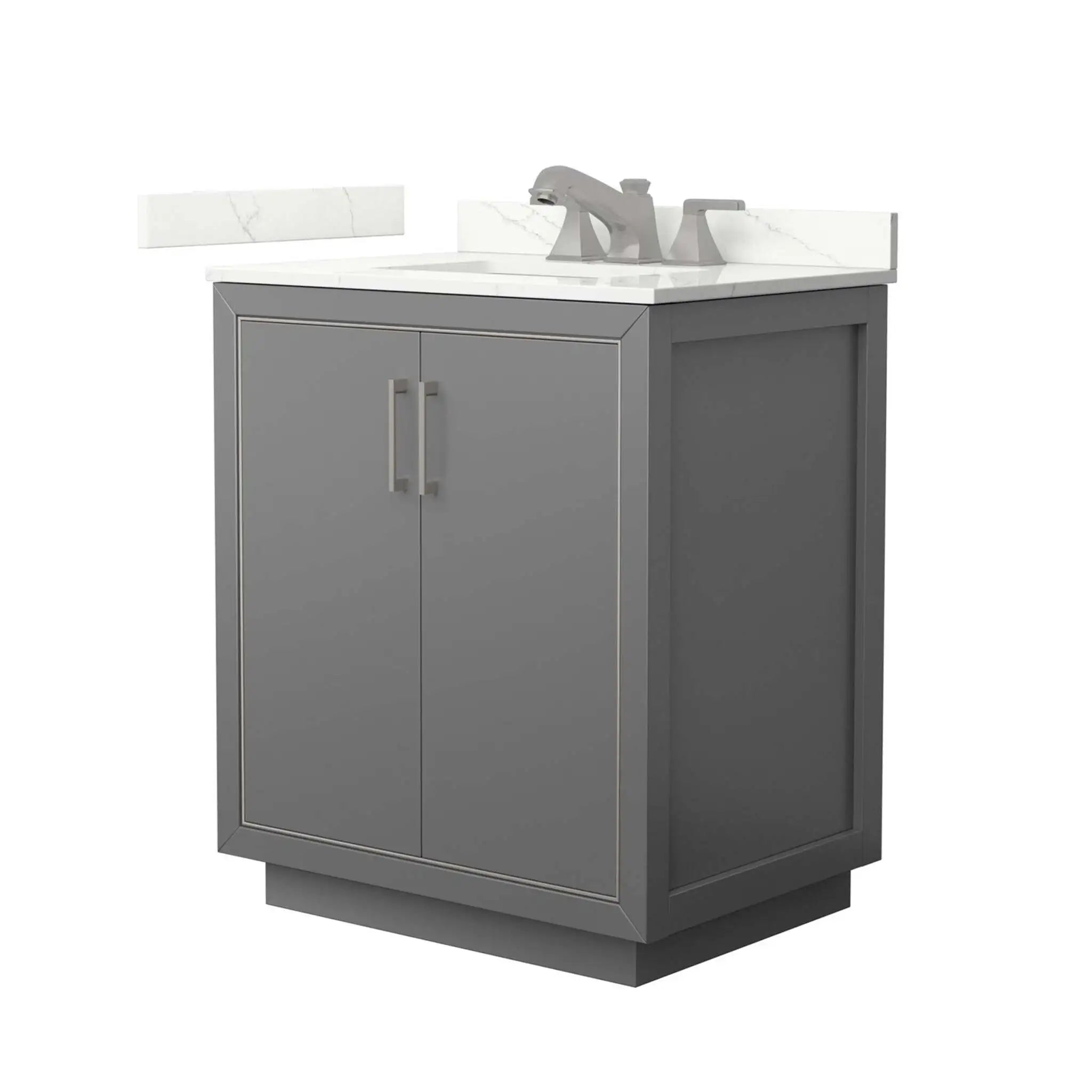 30" Icon Single Bathroom Vanity in Dark Gray with Brushed Nickel Trim by Wyndham