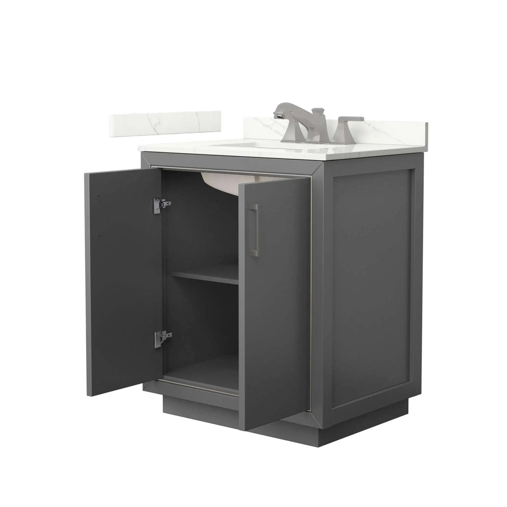 30" Icon Single Bathroom Vanity in Dark Gray with Brushed Nickel Trim by Wyndham