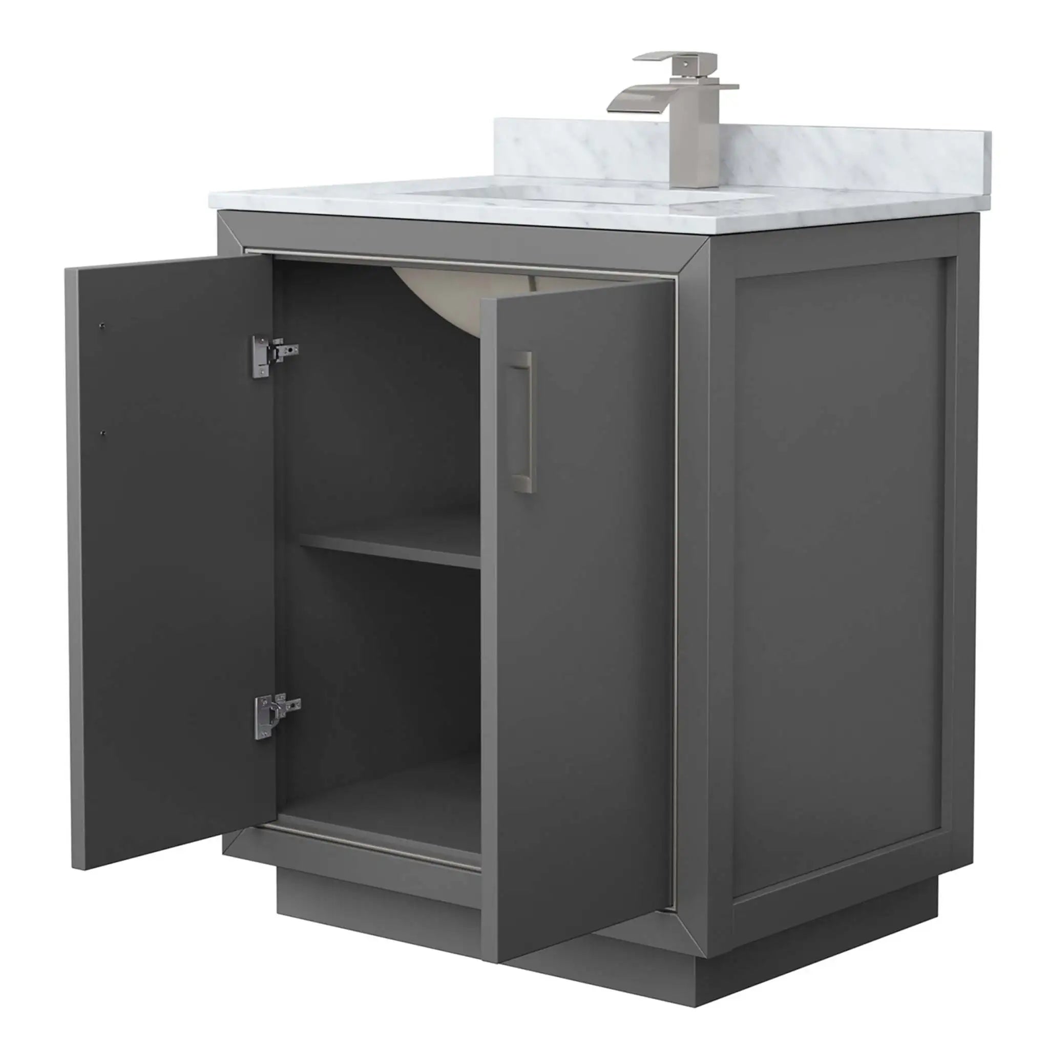 30" Icon Single Bathroom Vanity in Dark Gray with Brushed Nickel Trim by Wyndham