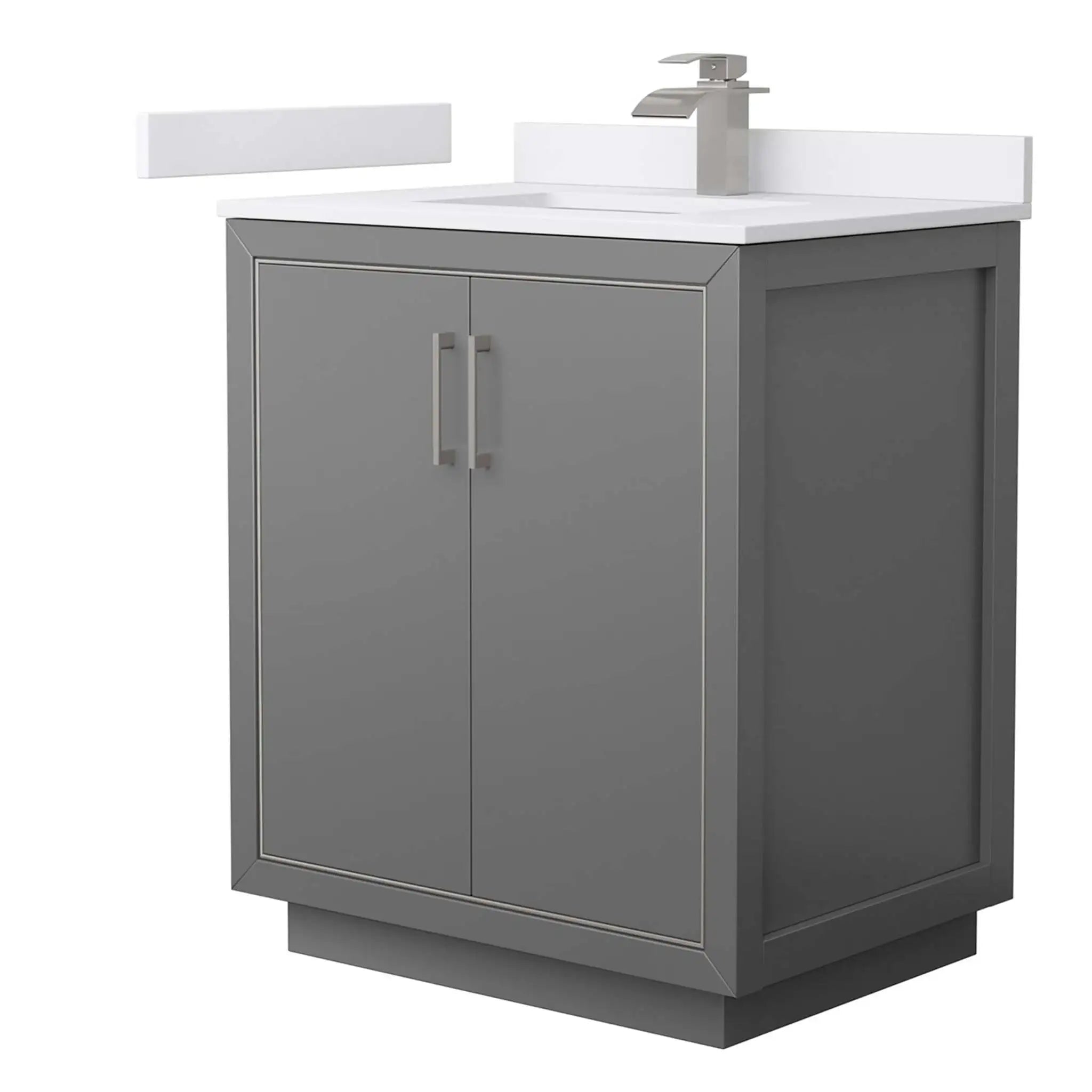 30" Icon Single Bathroom Vanity in Dark Gray with Brushed Nickel Trim by Wyndham