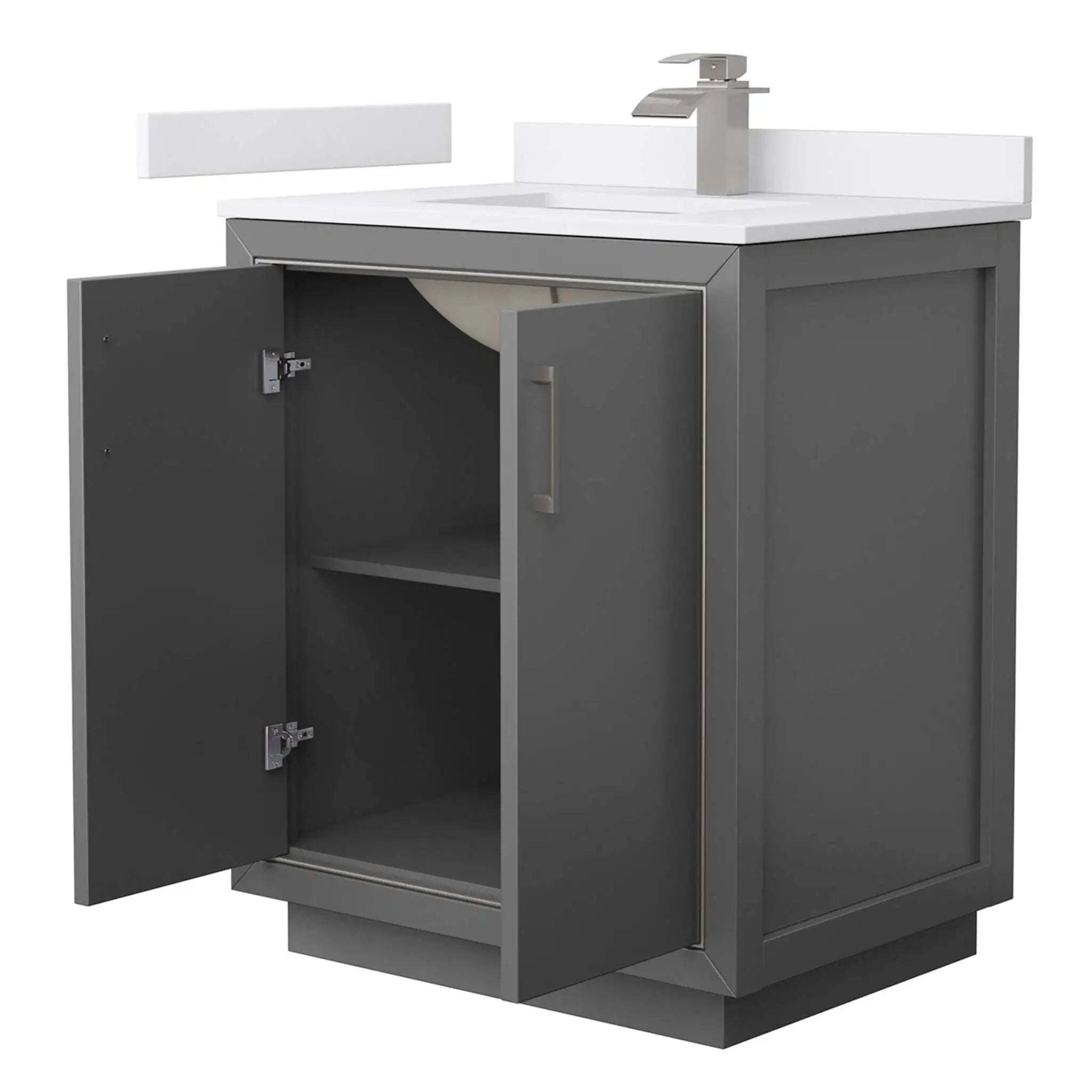 30" Icon Single Bathroom Vanity in Dark Gray with Brushed Nickel Trim by Wyndham