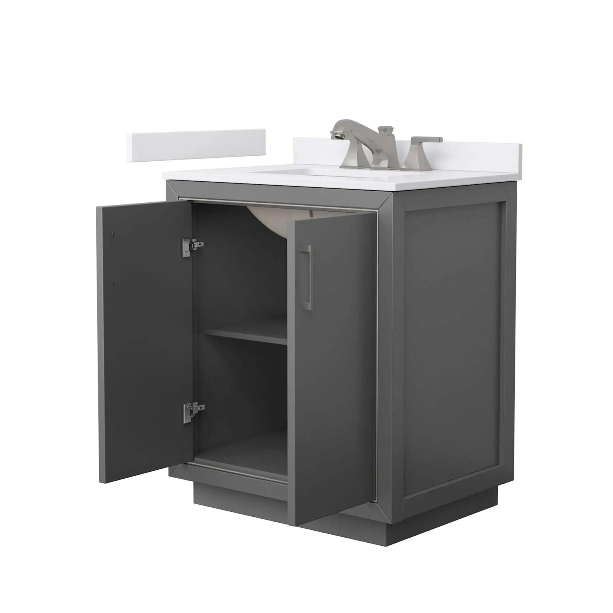 30" Icon Single Bathroom Vanity in Dark Gray with Brushed Nickel Trim by Wyndham