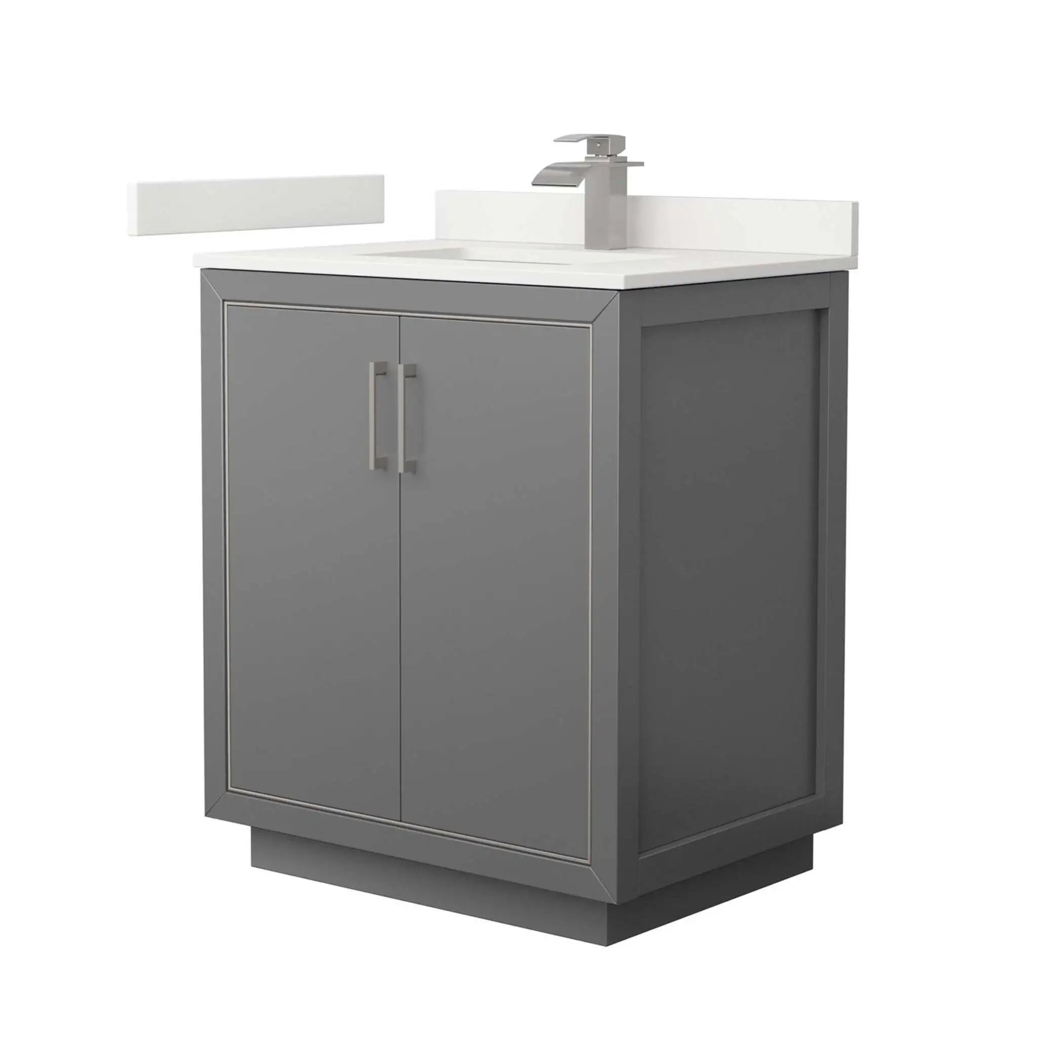 30" Icon Single Bathroom Vanity in Dark Gray with Brushed Nickel Trim by Wyndham