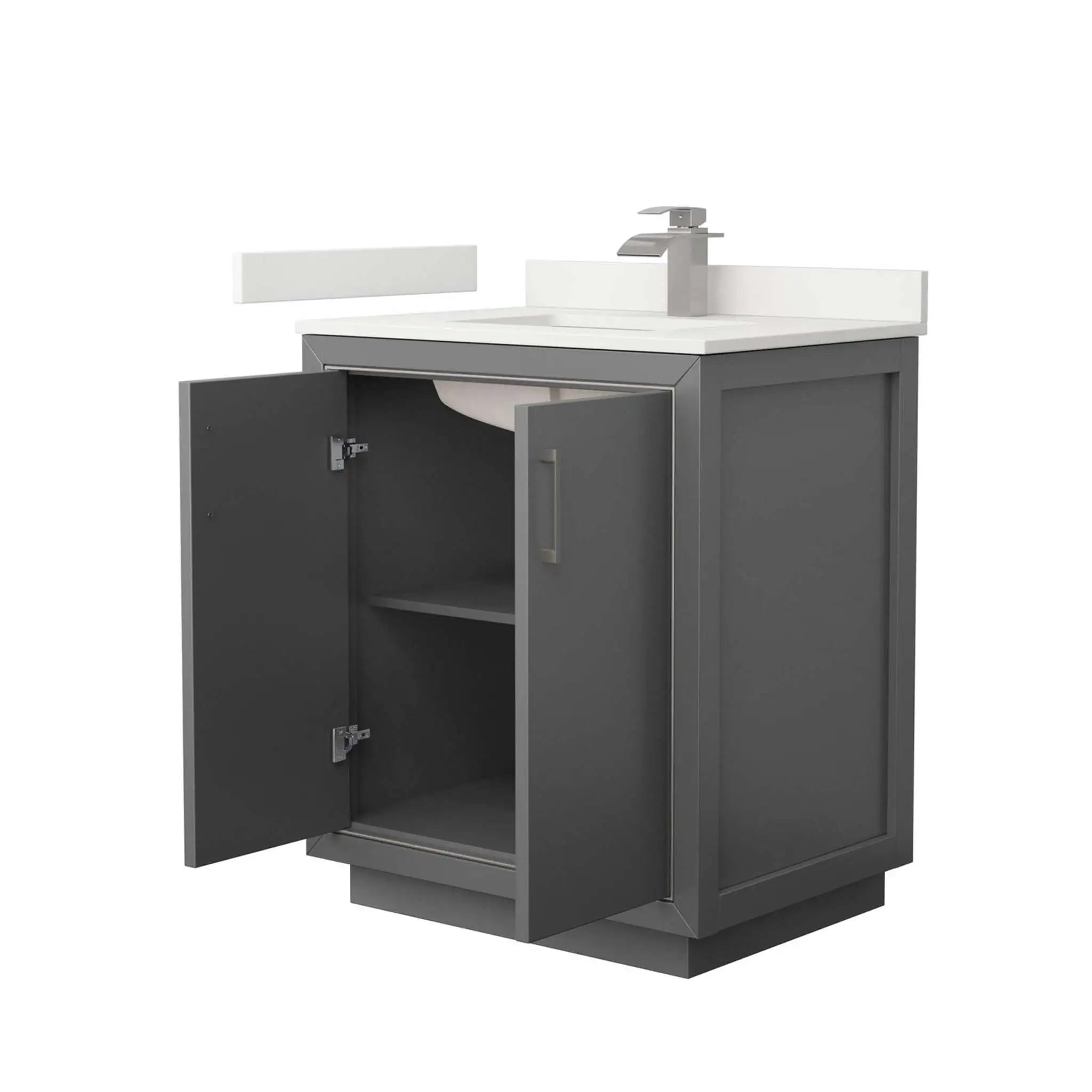 30" Icon Single Bathroom Vanity in Dark Gray with Brushed Nickel Trim by Wyndham