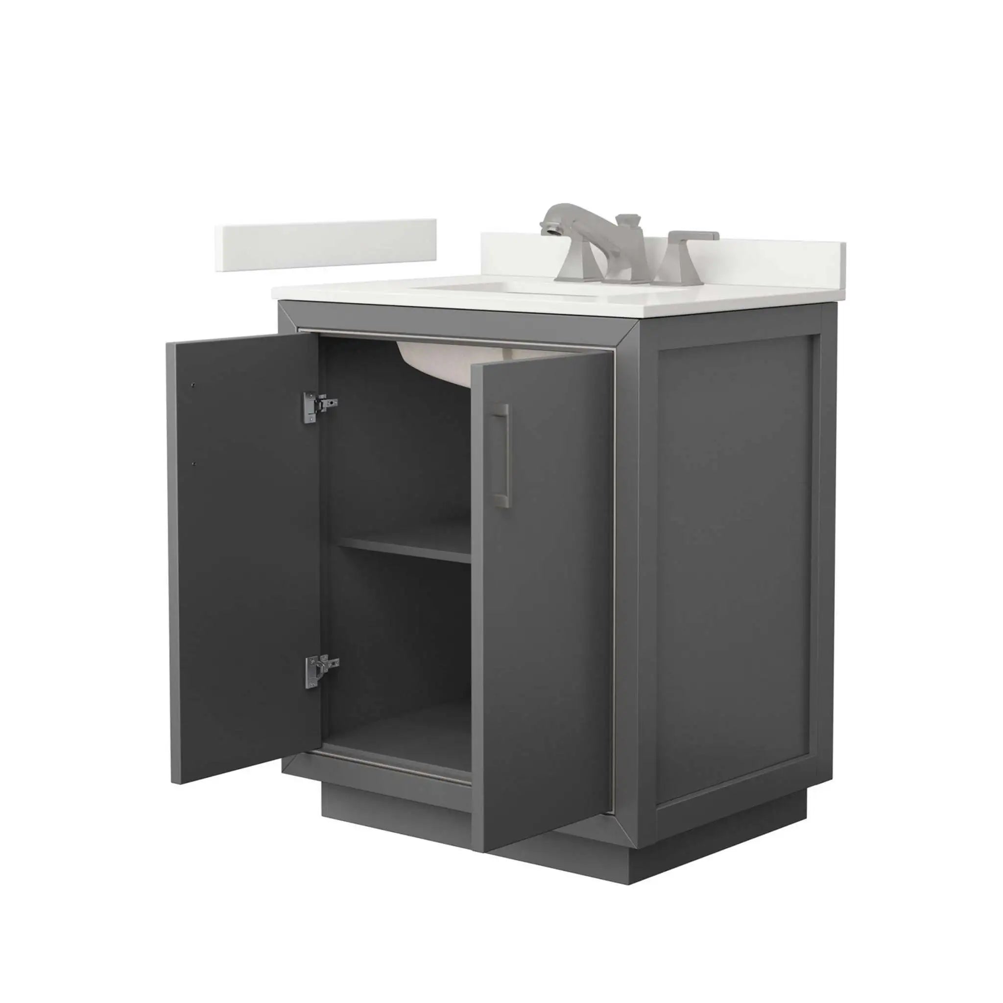 30" Icon Single Bathroom Vanity in Dark Gray with Brushed Nickel Trim by Wyndham