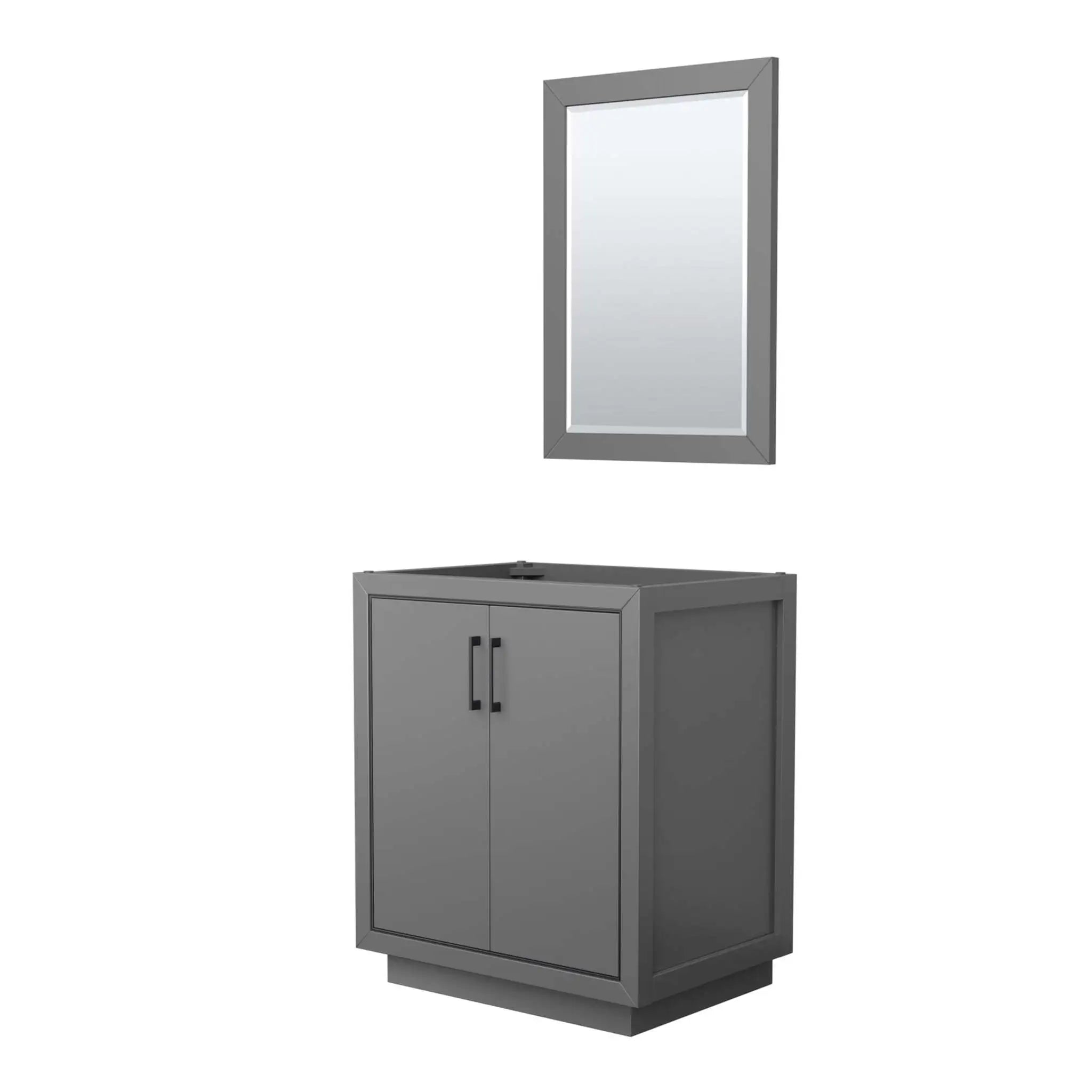 30" Icon Single Bathroom Vanity in Dark Gray with Matte Black Trim & 24" Mirror by Wyndham