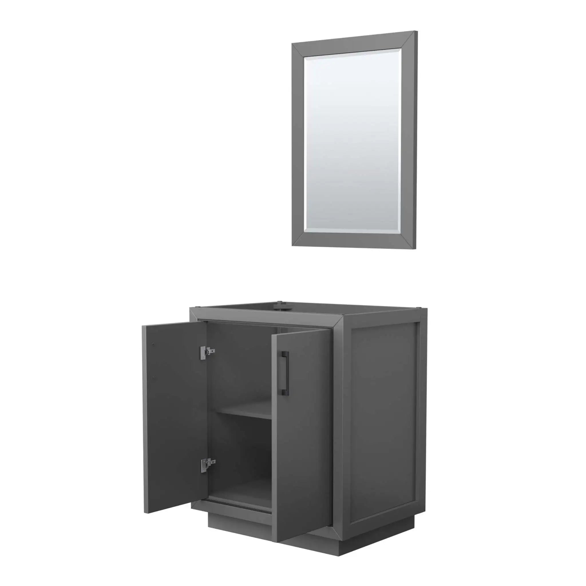 30" Icon Single Bathroom Vanity in Dark Gray with Matte Black Trim & 24" Mirror by Wyndham