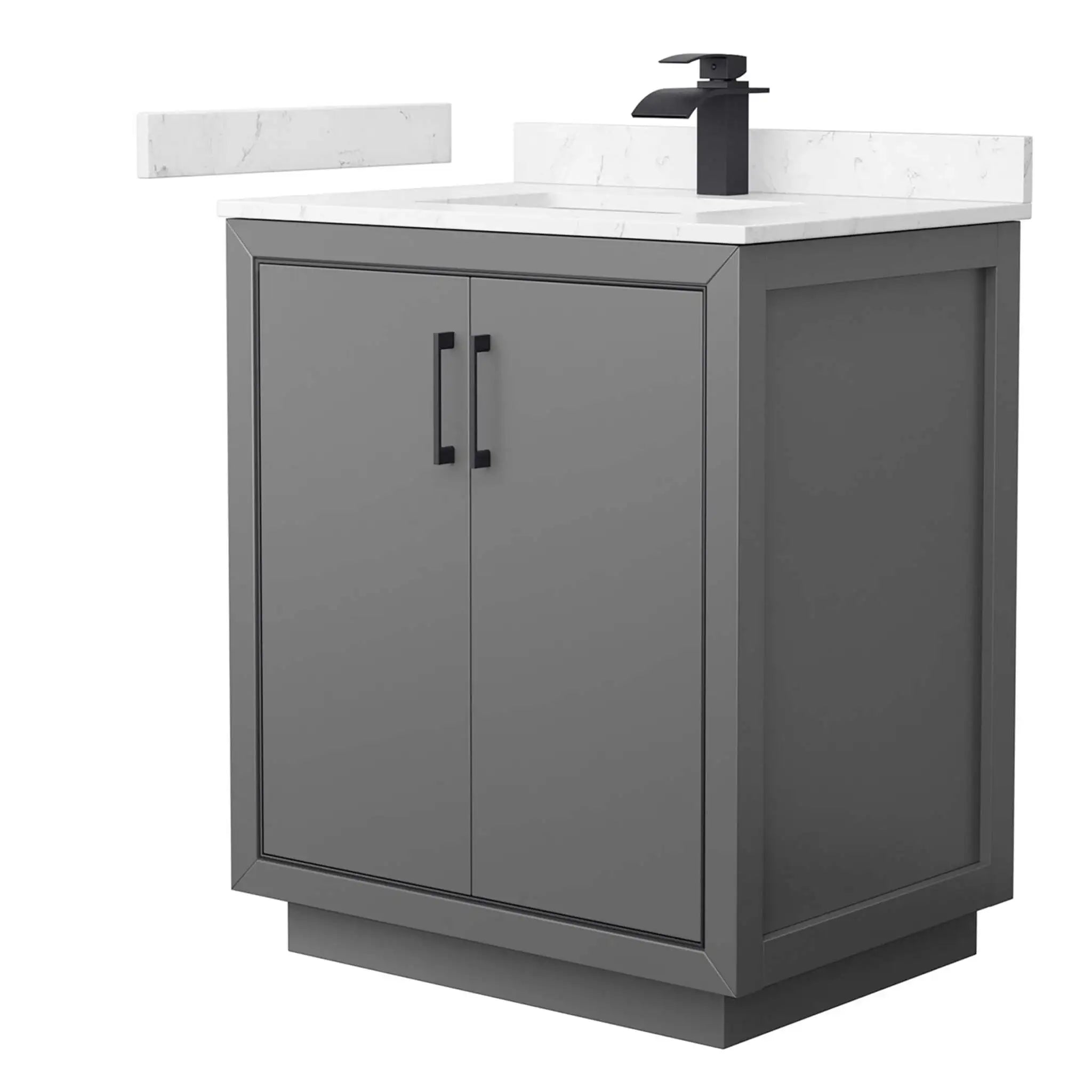 30" Icon Single Bathroom Vanity in Dark Gray with Matte Black Trim by Wyndham