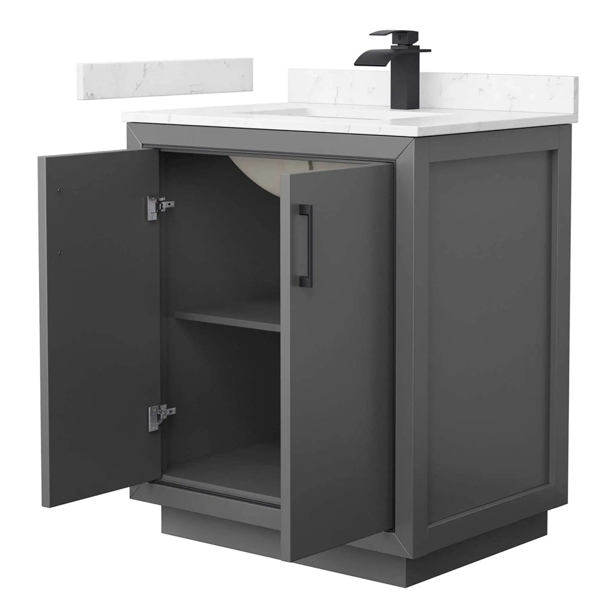 30" Icon Single Bathroom Vanity in Dark Gray with Matte Black Trim by Wyndham