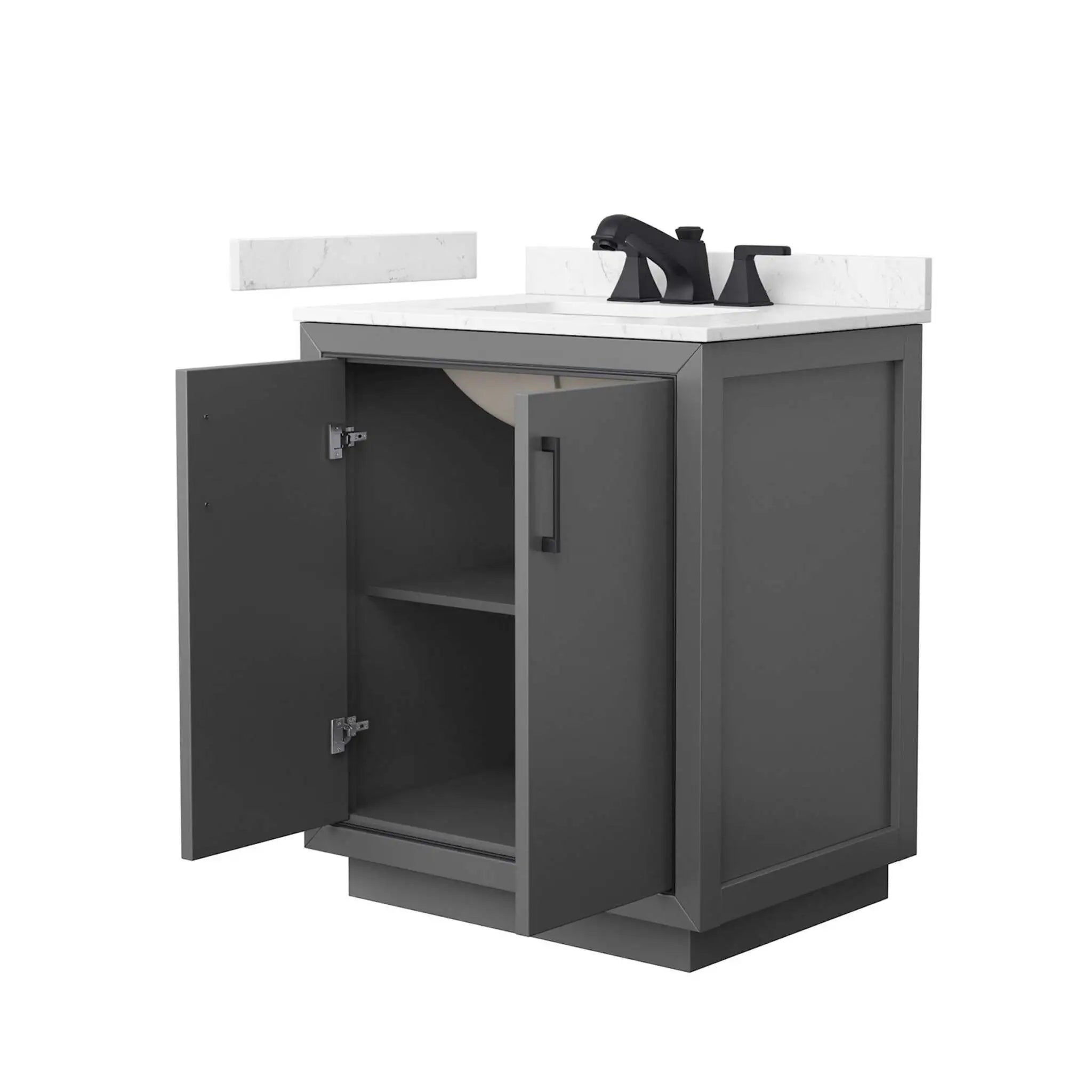 30" Icon Single Bathroom Vanity in Dark Gray with Matte Black Trim by Wyndham