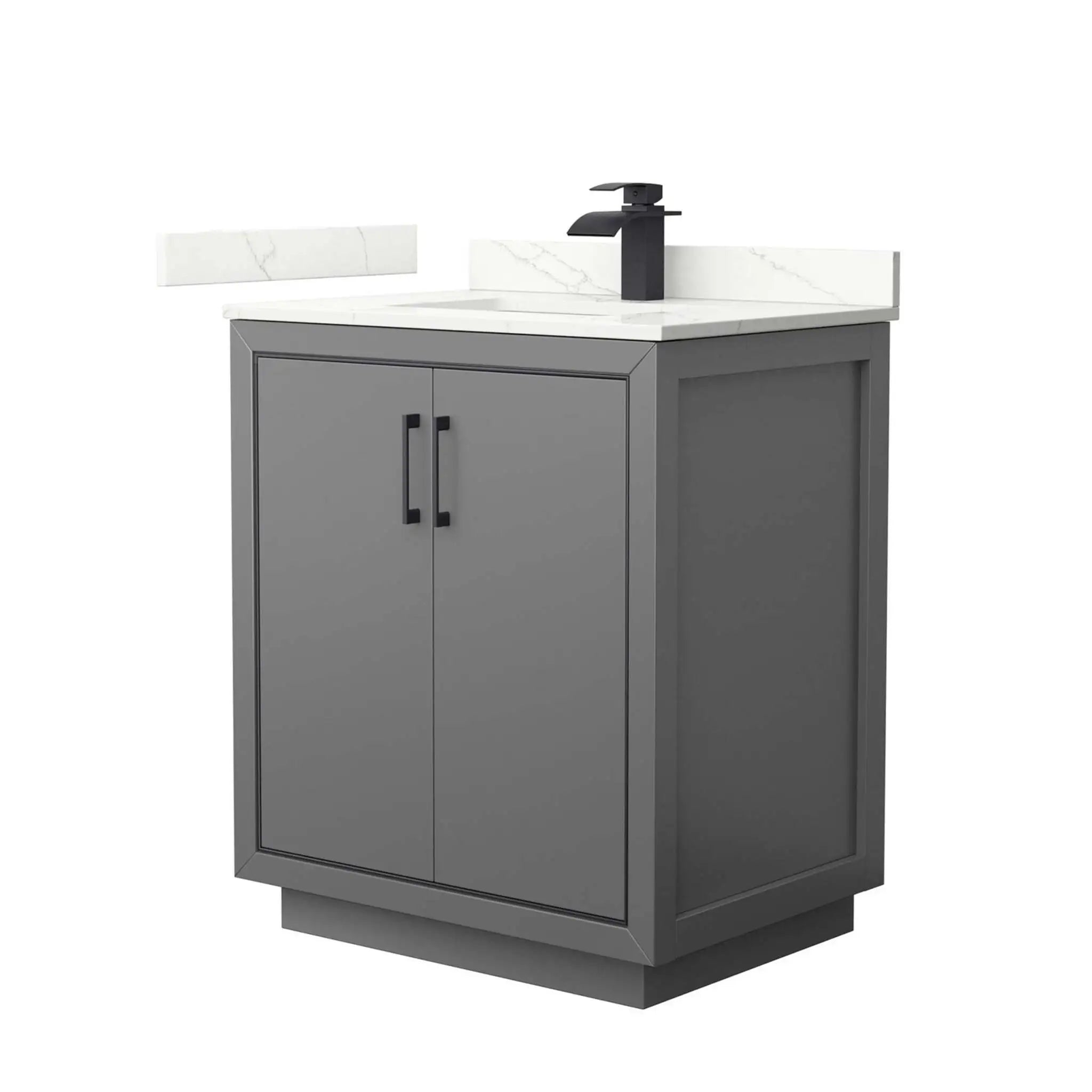 30" Icon Single Bathroom Vanity in Dark Gray with Matte Black Trim by Wyndham