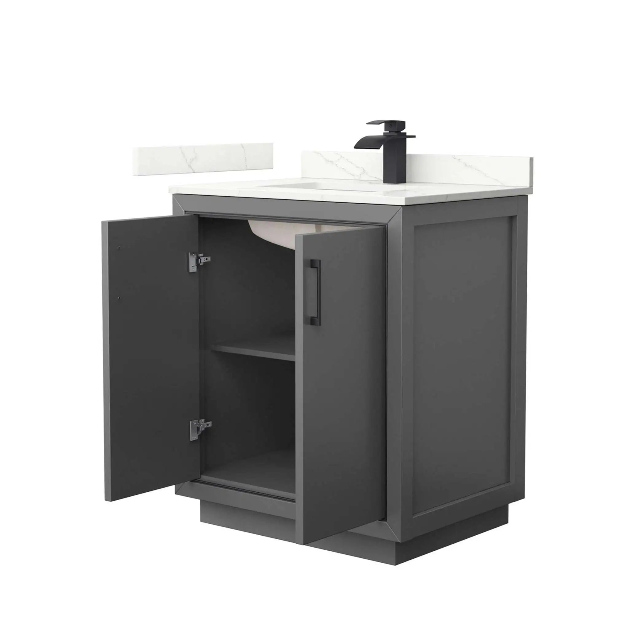 30" Icon Single Bathroom Vanity in Dark Gray with Matte Black Trim by Wyndham