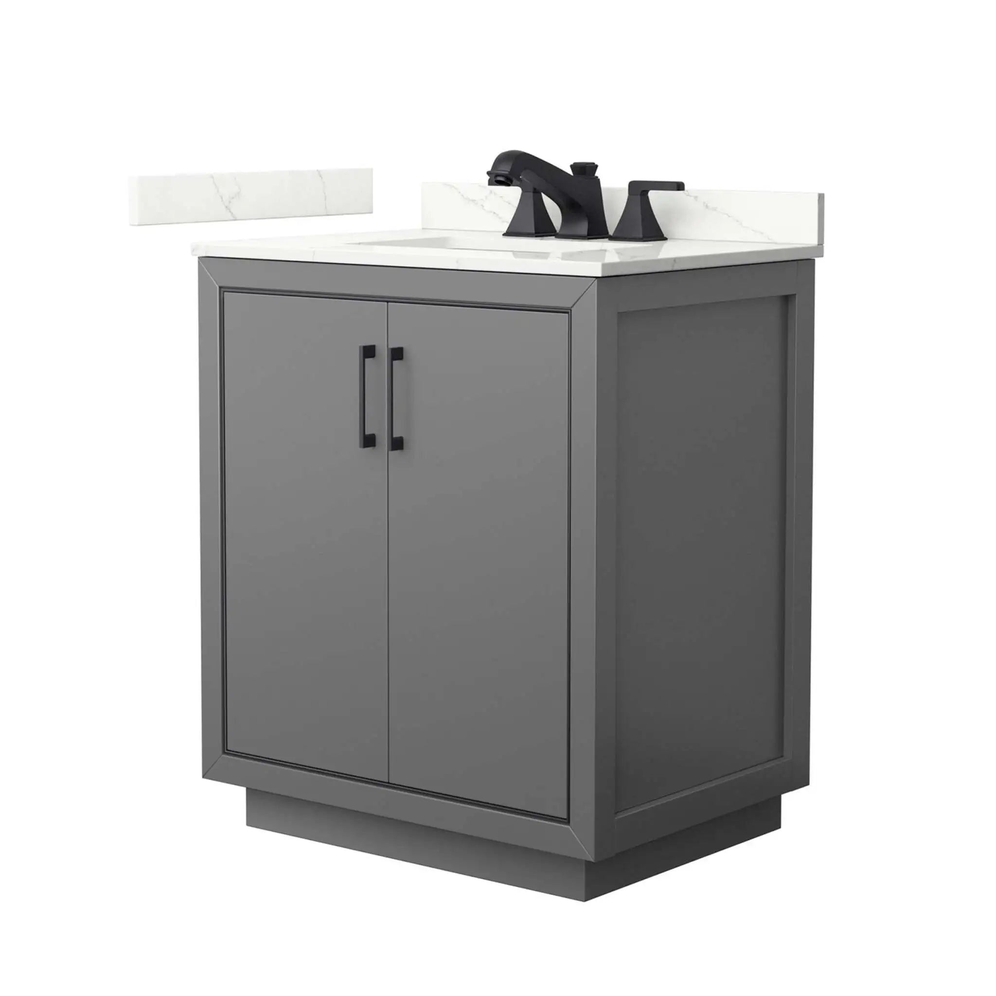 30" Icon Single Bathroom Vanity in Dark Gray with Matte Black Trim by Wyndham