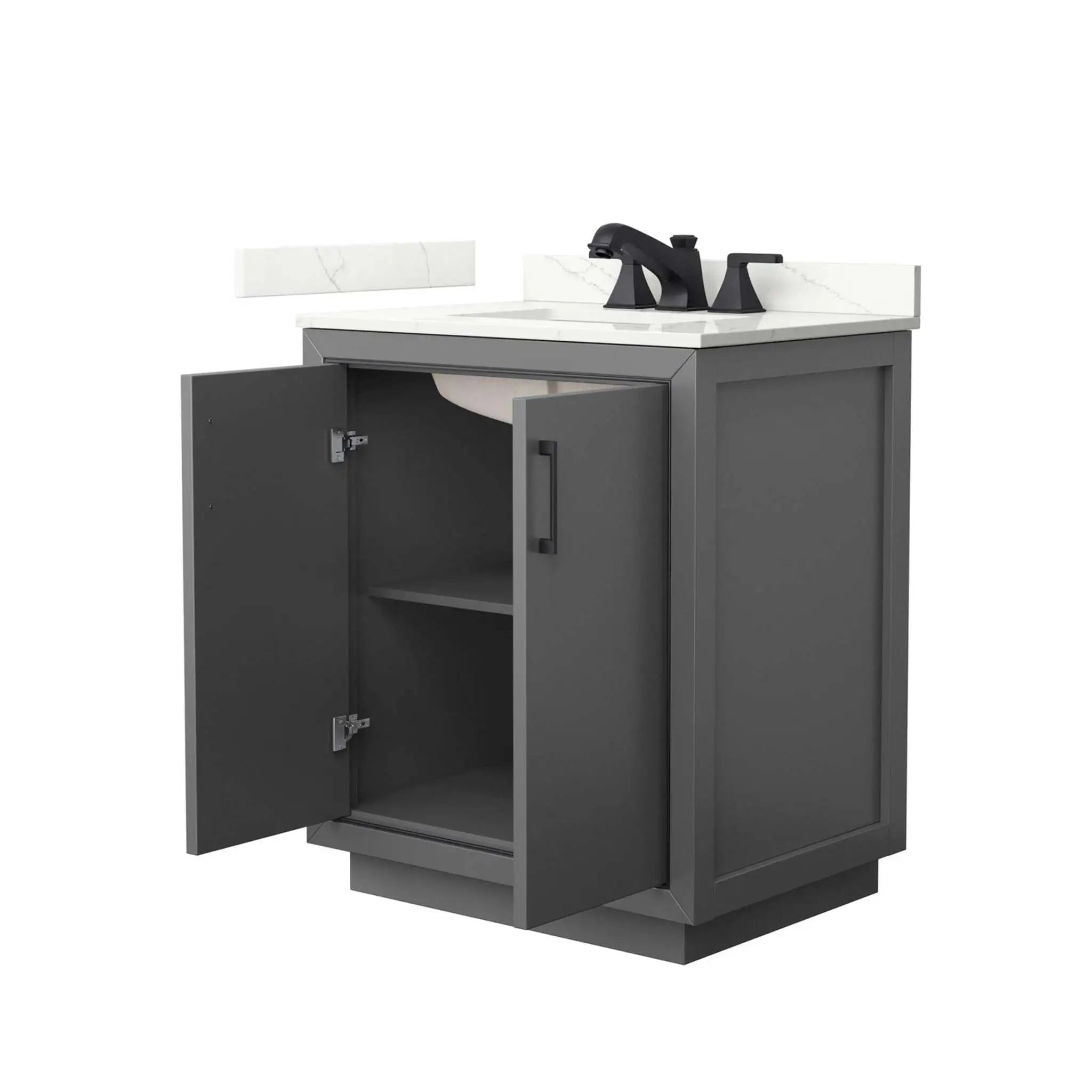 30" Icon Single Bathroom Vanity in Dark Gray with Matte Black Trim by Wyndham