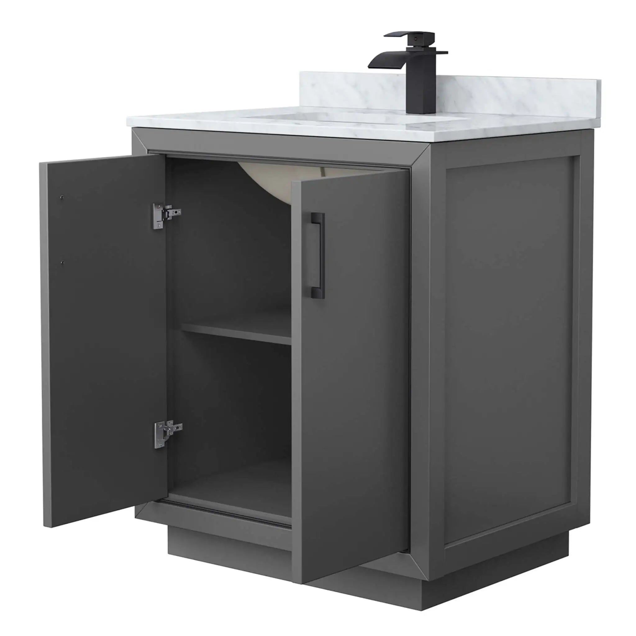 30" Icon Single Bathroom Vanity in Dark Gray with Matte Black Trim by Wyndham