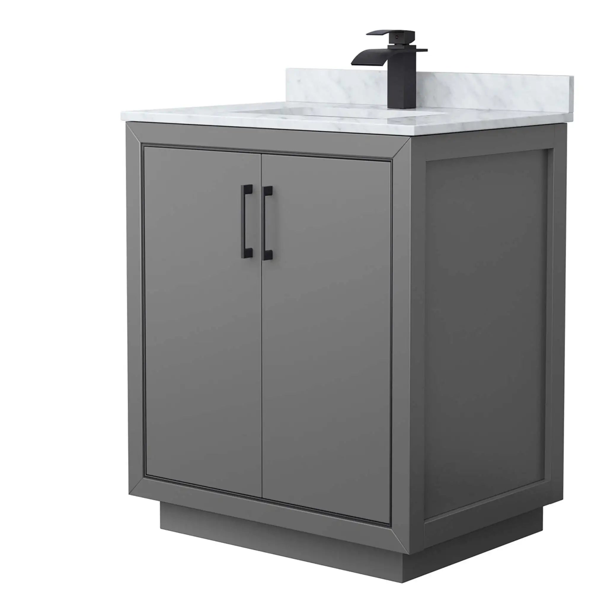 30" Icon Single Bathroom Vanity in Dark Gray with Matte Black Trim by Wyndham