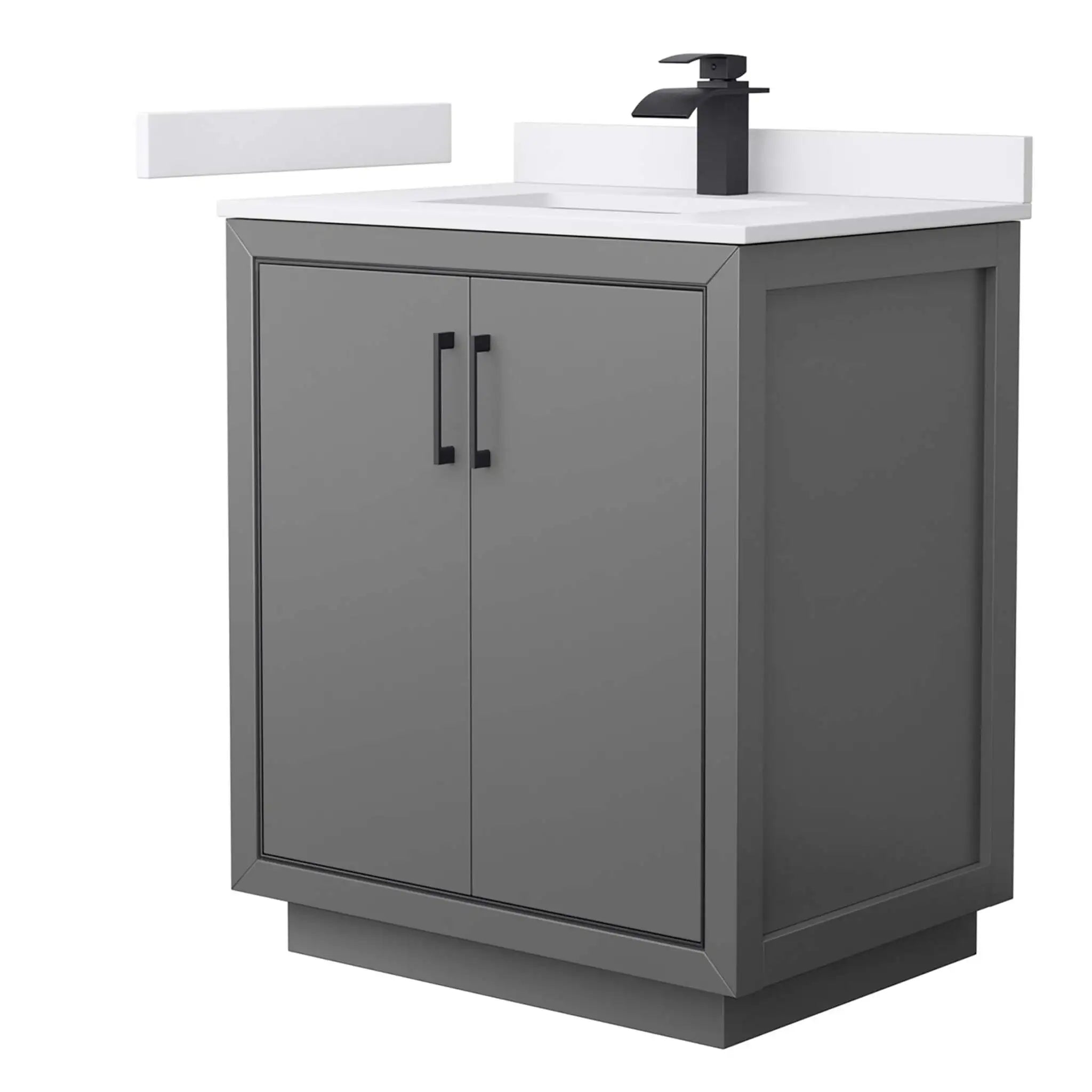 30" Icon Single Bathroom Vanity in Dark Gray with Matte Black Trim by Wyndham