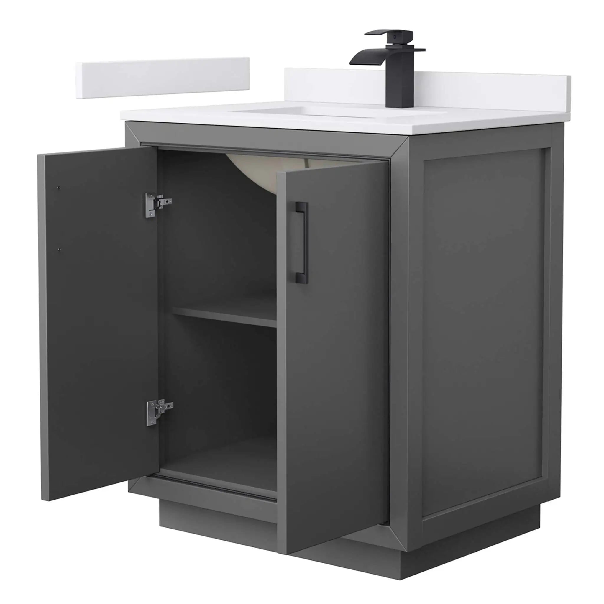30" Icon Single Bathroom Vanity in Dark Gray with Matte Black Trim by Wyndham