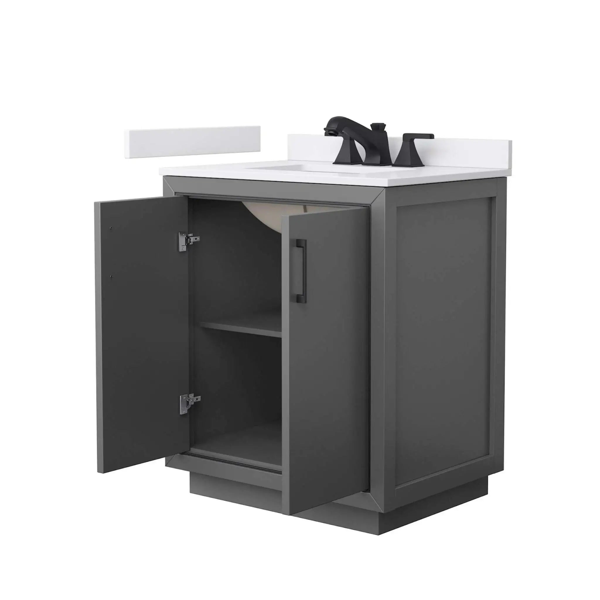 30" Icon Single Bathroom Vanity in Dark Gray with Matte Black Trim by Wyndham