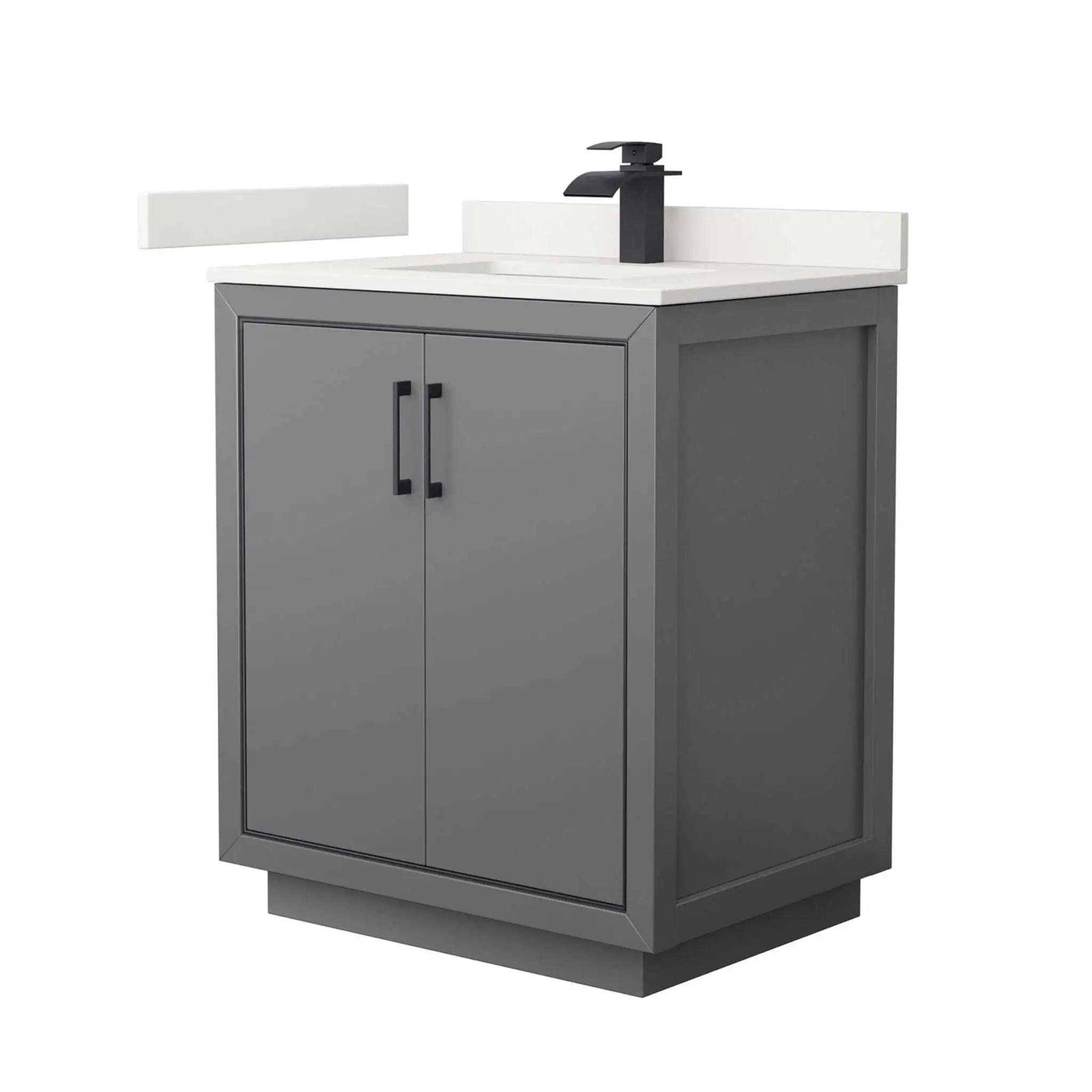 30" Icon Single Bathroom Vanity in Dark Gray with Matte Black Trim by Wyndham