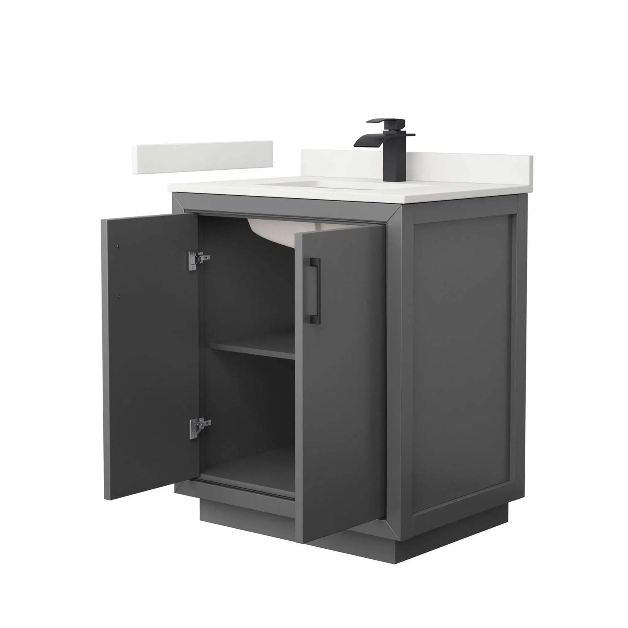 30" Icon Single Bathroom Vanity in Dark Gray with Matte Black Trim by Wyndham