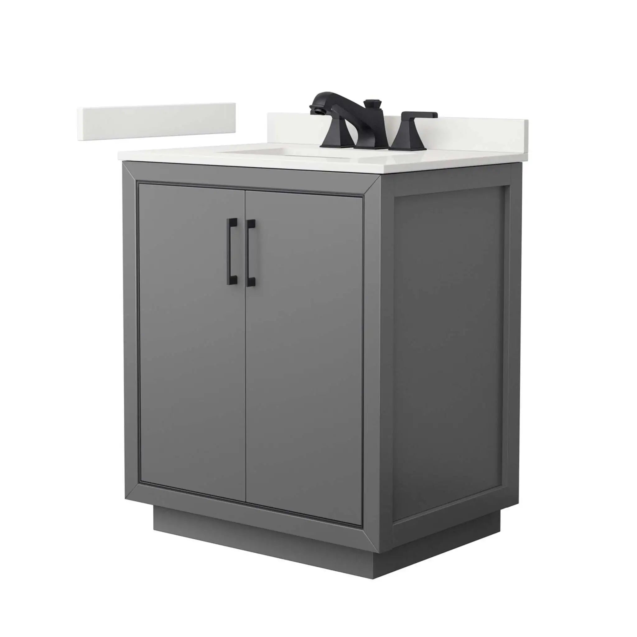 30" Icon Single Bathroom Vanity in Dark Gray with Matte Black Trim by Wyndham