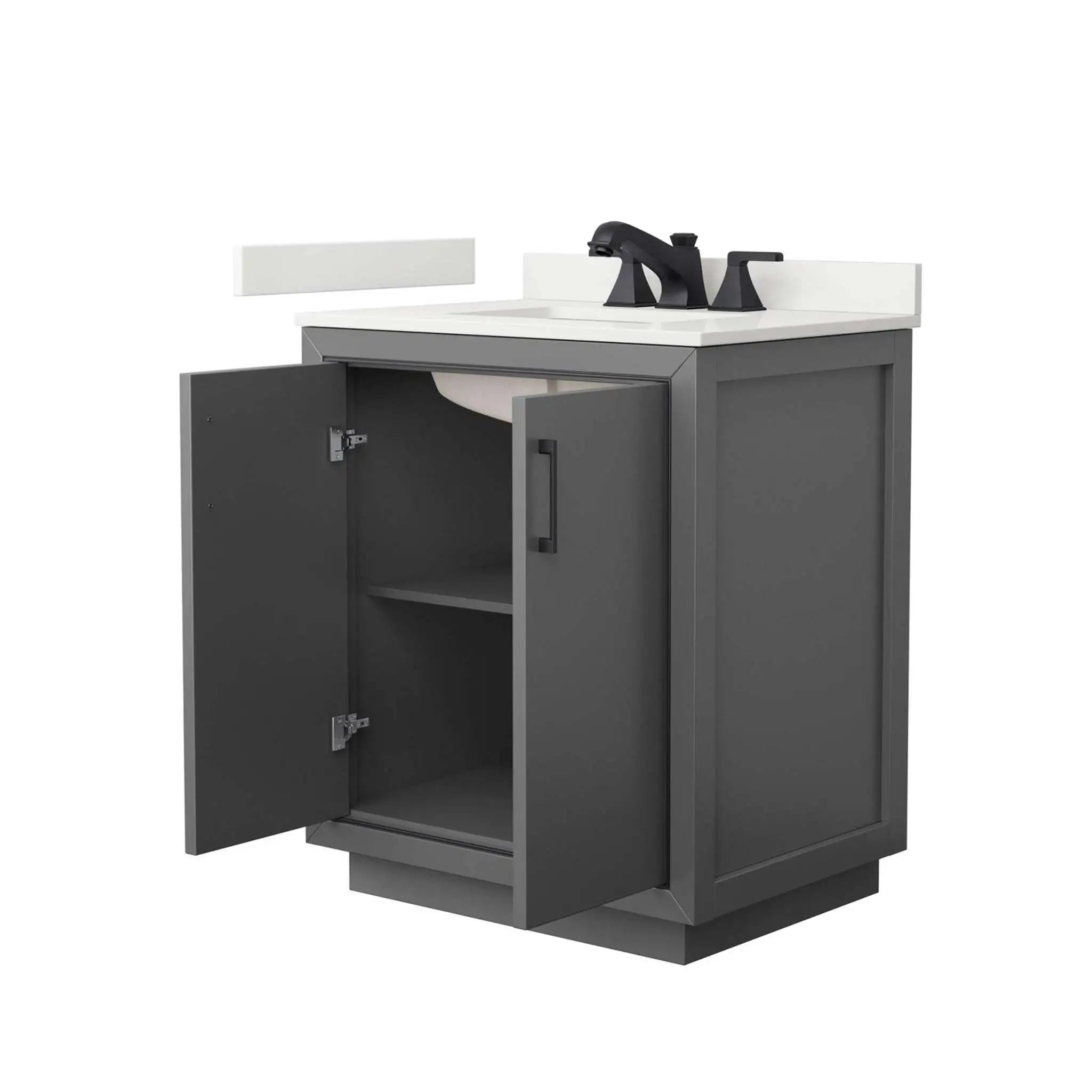 30" Icon Single Bathroom Vanity in Dark Gray with Matte Black Trim by Wyndham