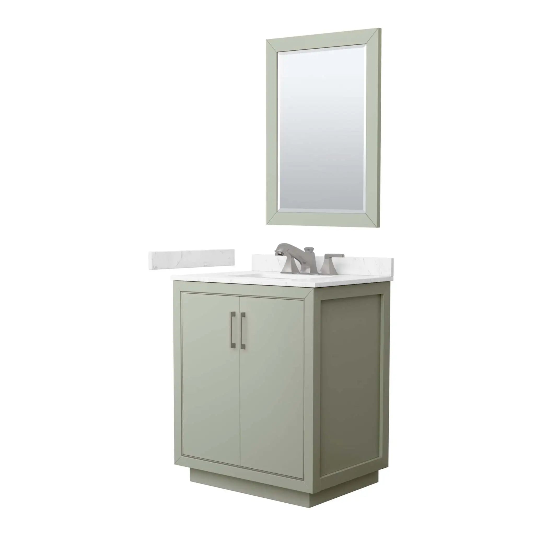 30" Icon Single Bathroom Vanity in Light Green with Brushed Nickel Trim & 24" Mirror by Wyndham