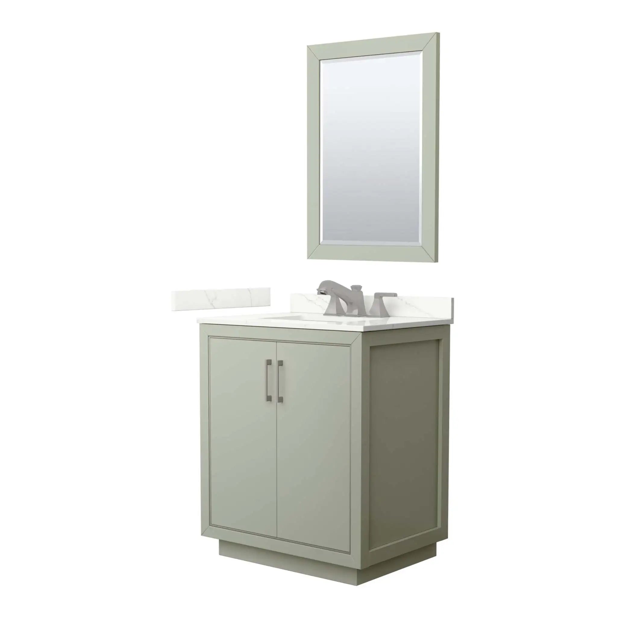 30" Icon Single Bathroom Vanity in Light Green with Brushed Nickel Trim & 24" Mirror by Wyndham