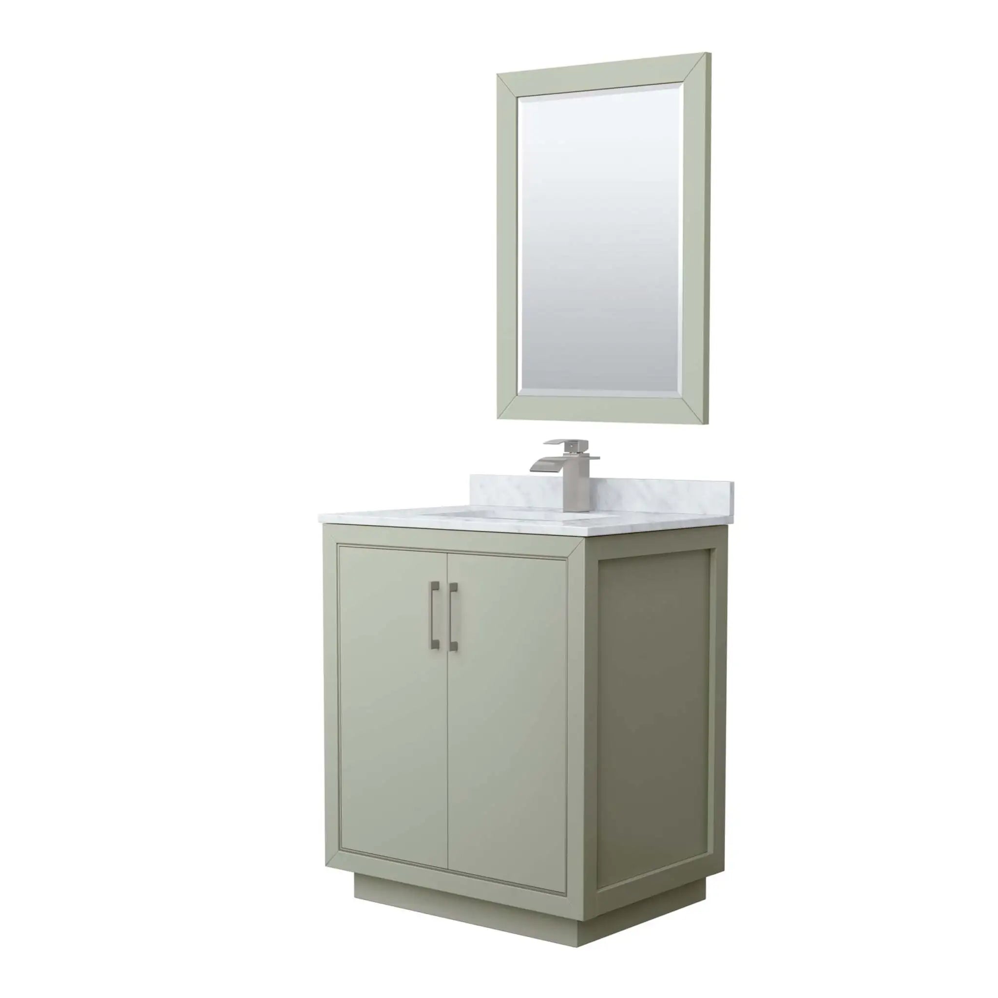 30" Icon Single Bathroom Vanity in Light Green with Brushed Nickel Trim & 24" Mirror by Wyndham
