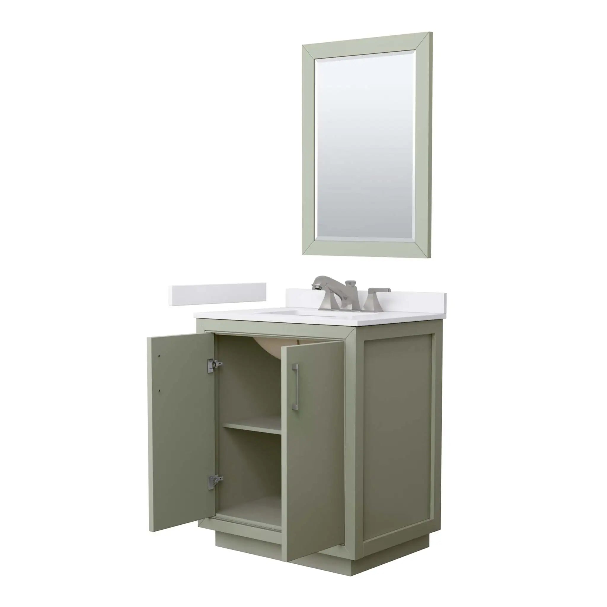 30" Icon Single Bathroom Vanity in Light Green with Brushed Nickel Trim & 24" Mirror by Wyndham