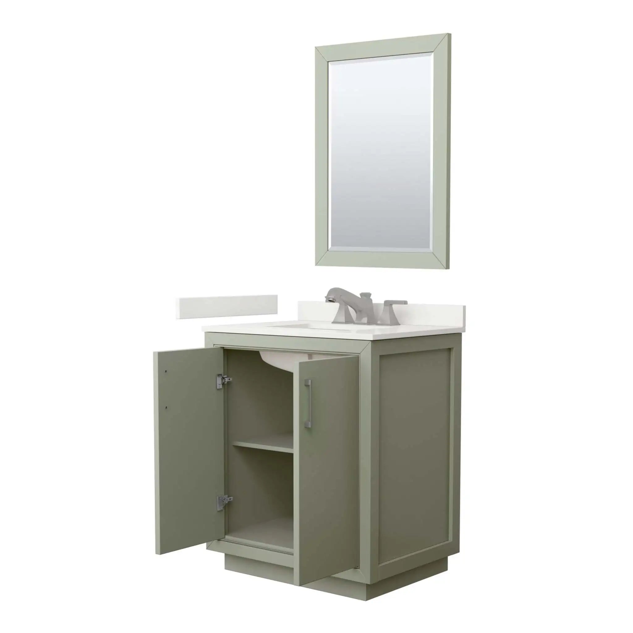 30" Icon Single Bathroom Vanity in Light Green with Brushed Nickel Trim & 24" Mirror by Wyndham