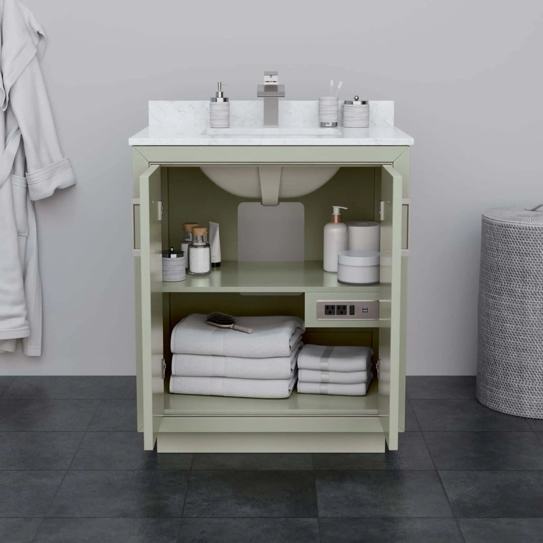 30" Icon Single Bathroom Vanity in Light Green with Brushed Nickel Trim by Wyndham