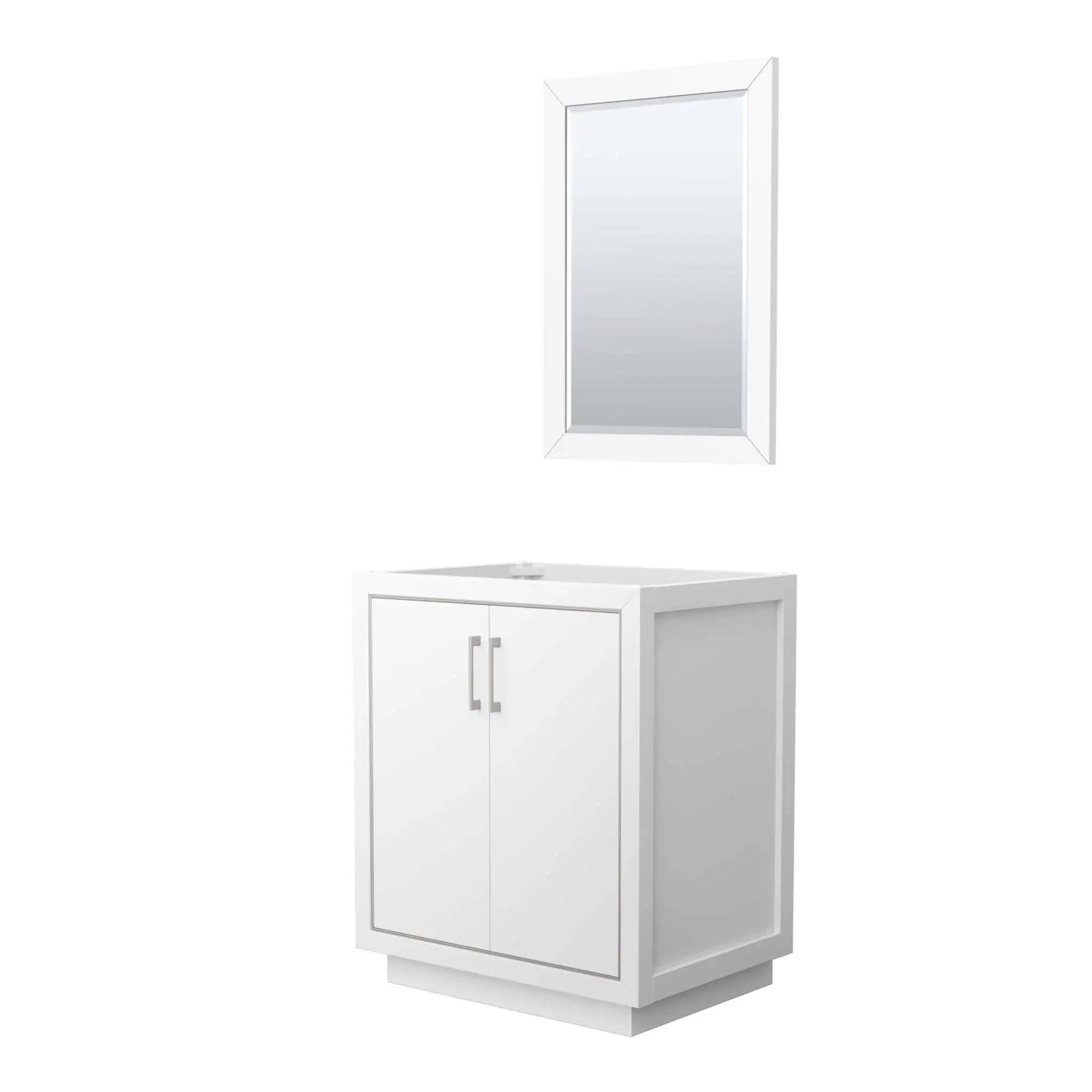 30" Icon Single Bathroom Vanity in White with Brushed Nickel Trim & 24" Mirror by Wyndham