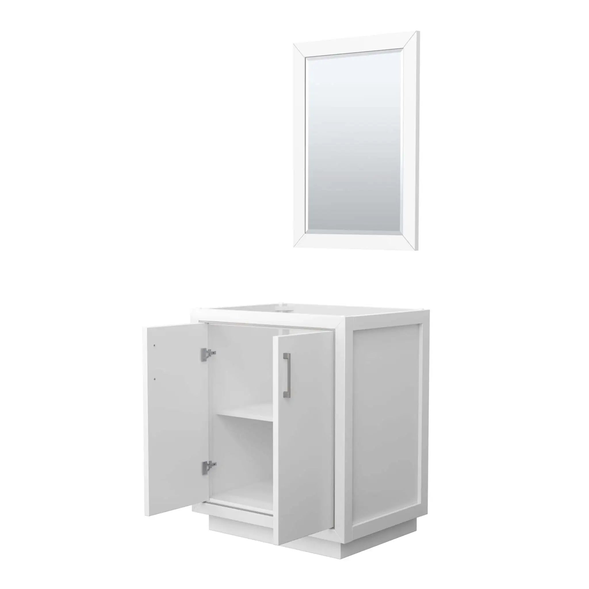 30" Icon Single Bathroom Vanity in White with Brushed Nickel Trim & 24" Mirror by Wyndham