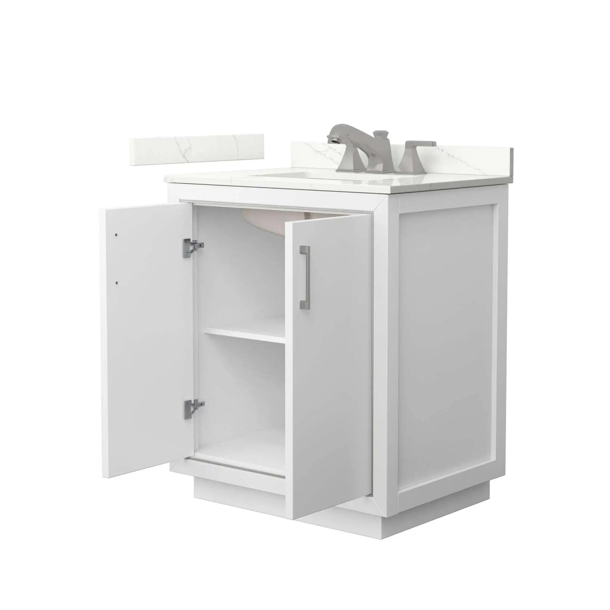 30" Icon Single Bathroom Vanity in White with Brushed Nickel Trim by Wyndham