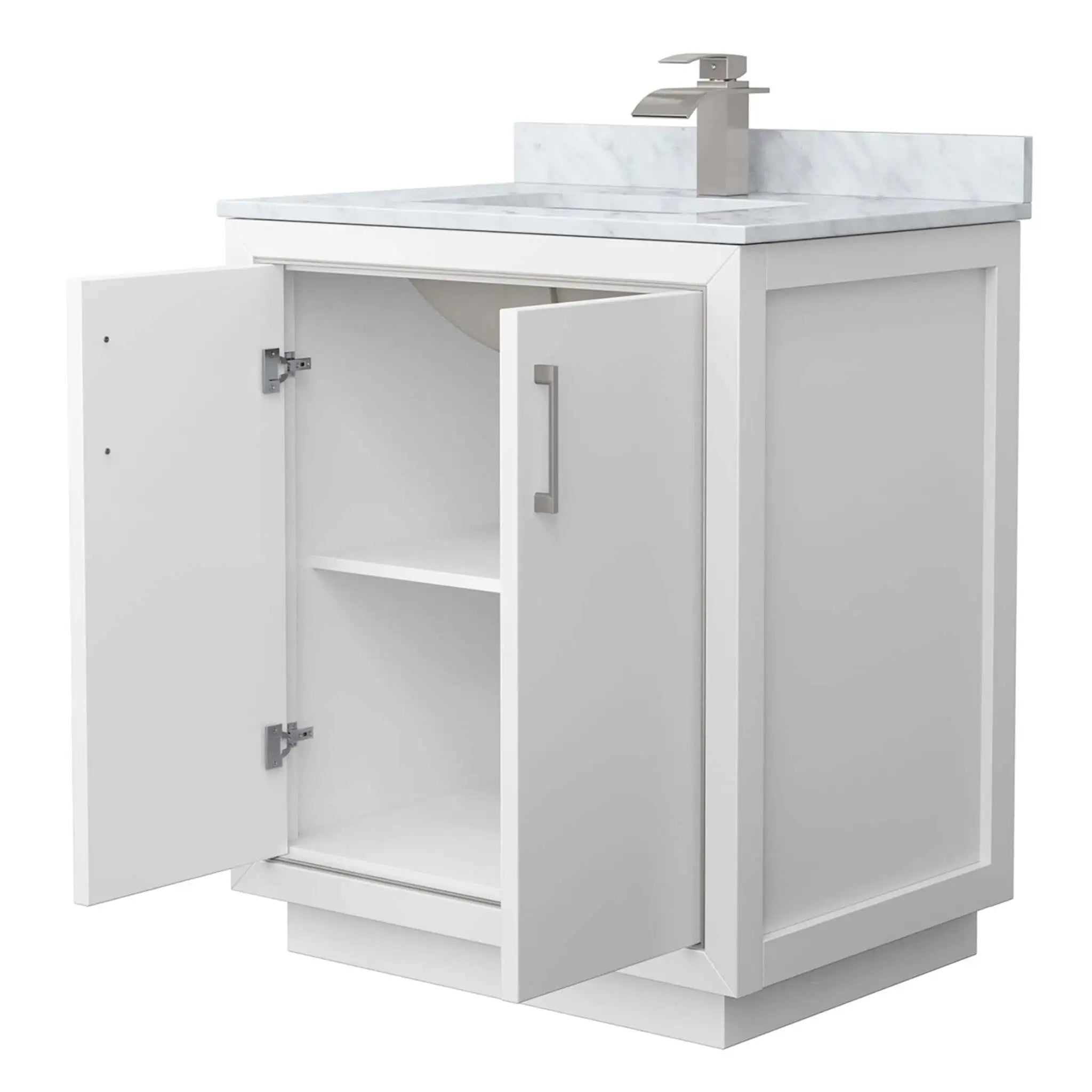 30" Icon Single Bathroom Vanity in White with Brushed Nickel Trim by Wyndham