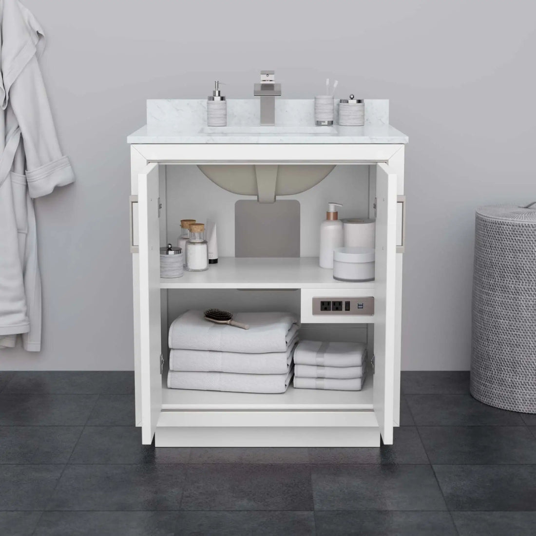 30" Icon Single Bathroom Vanity in White with Brushed Nickel Trim by Wyndham