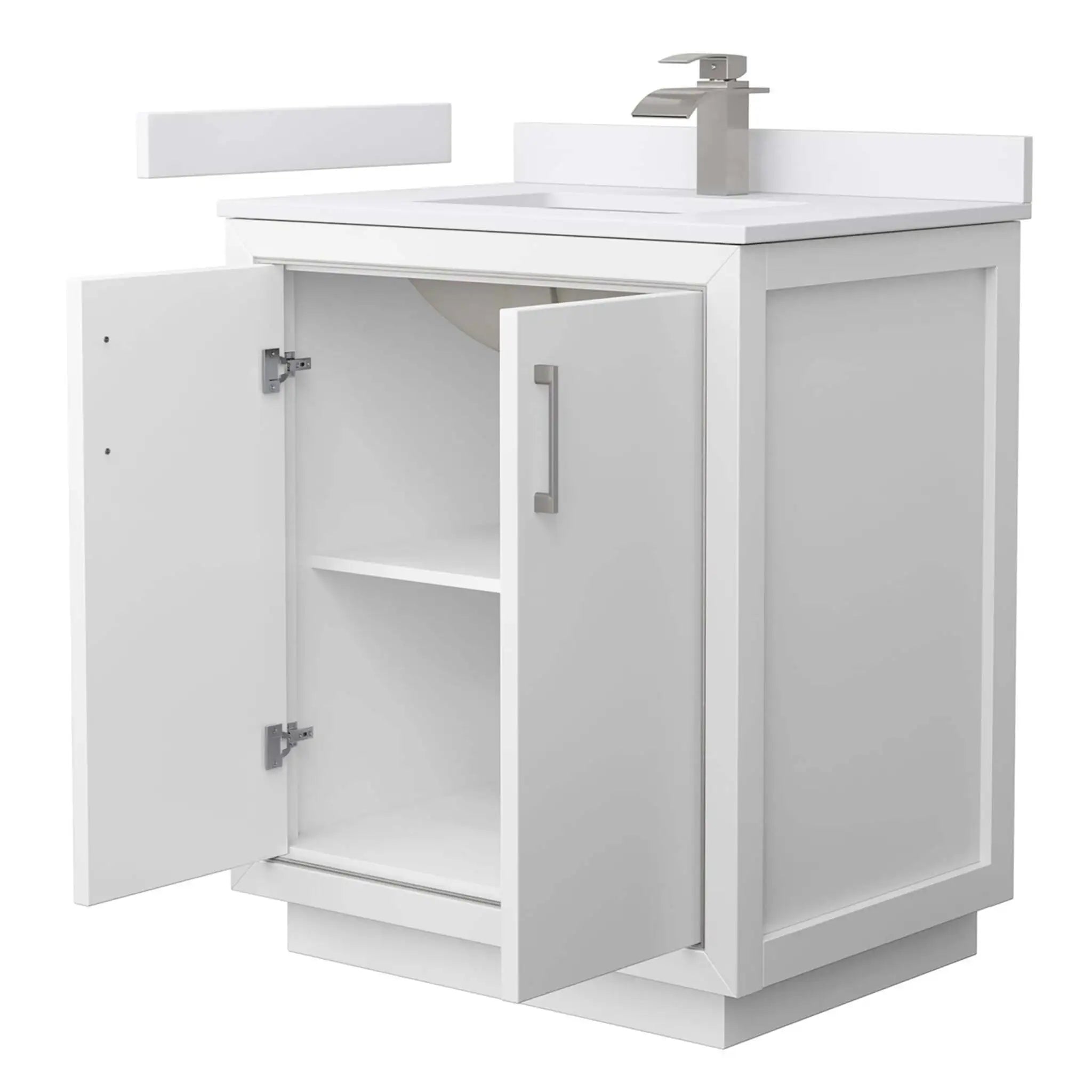 30" Icon Single Bathroom Vanity in White with Brushed Nickel Trim by Wyndham