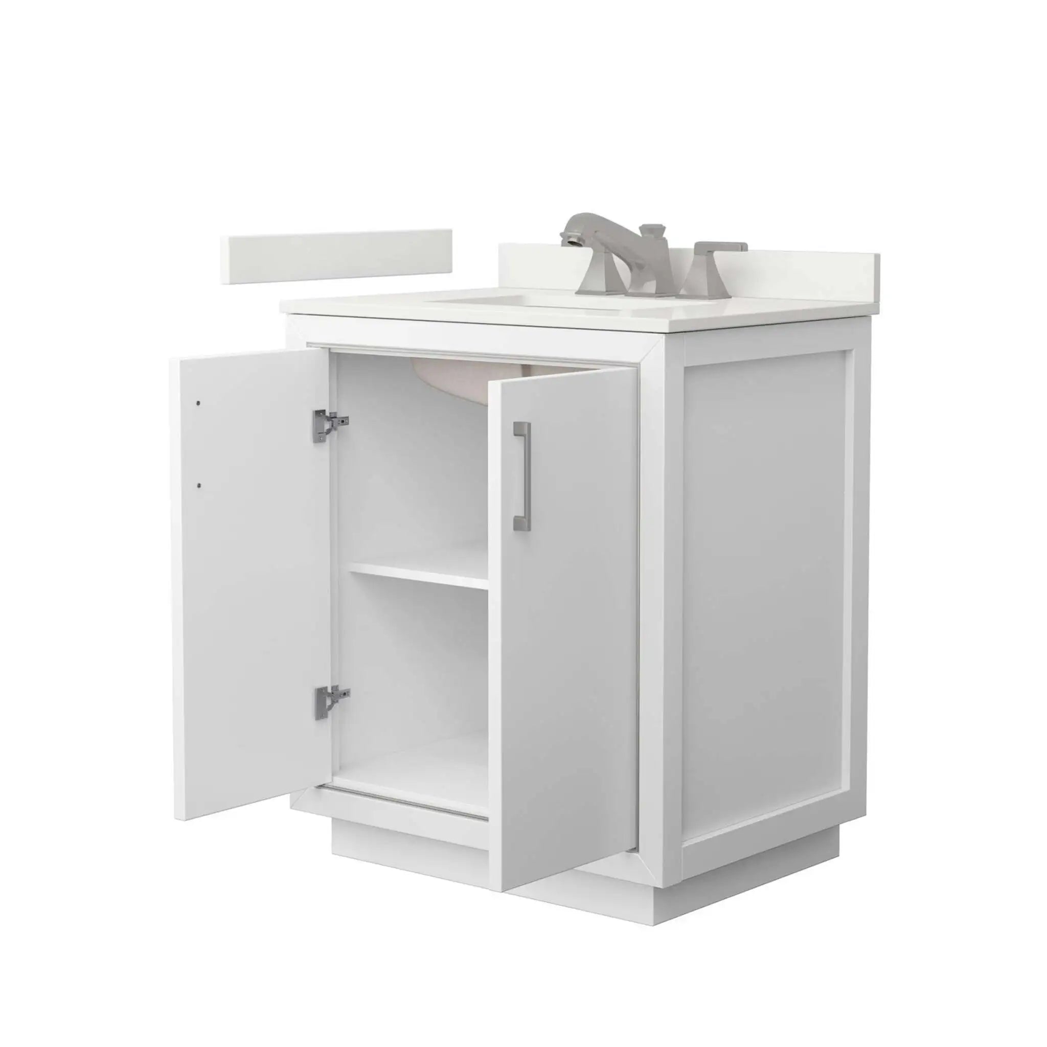 30" Icon Single Bathroom Vanity in White with Brushed Nickel Trim by Wyndham