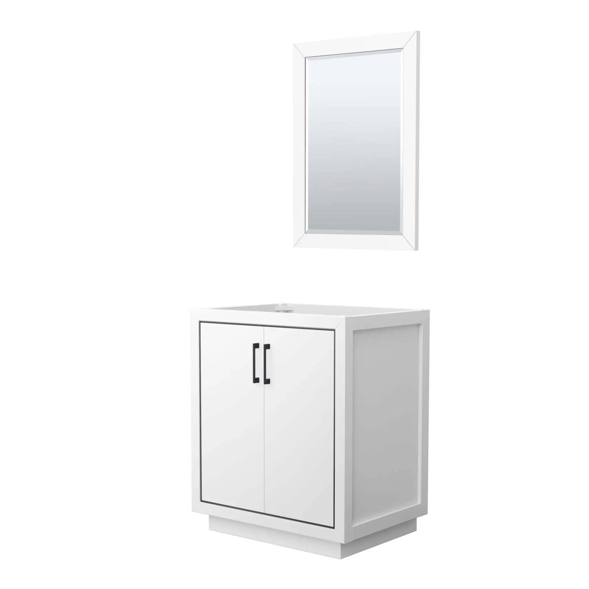 30" Icon Single Bathroom Vanity in White with Matte Black Trim & 24" Mirror by Wyndham